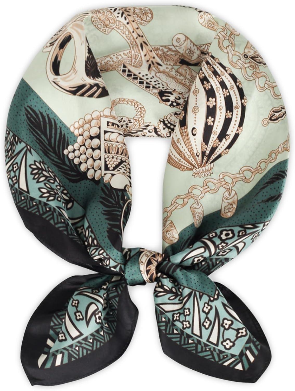 imageEXTREE 100 Pure Mulberry Silk Scarf Fashion Hair for Women Scarf Lightweight Square Neckerchief 275 275 inchesAncient Roman Army Green