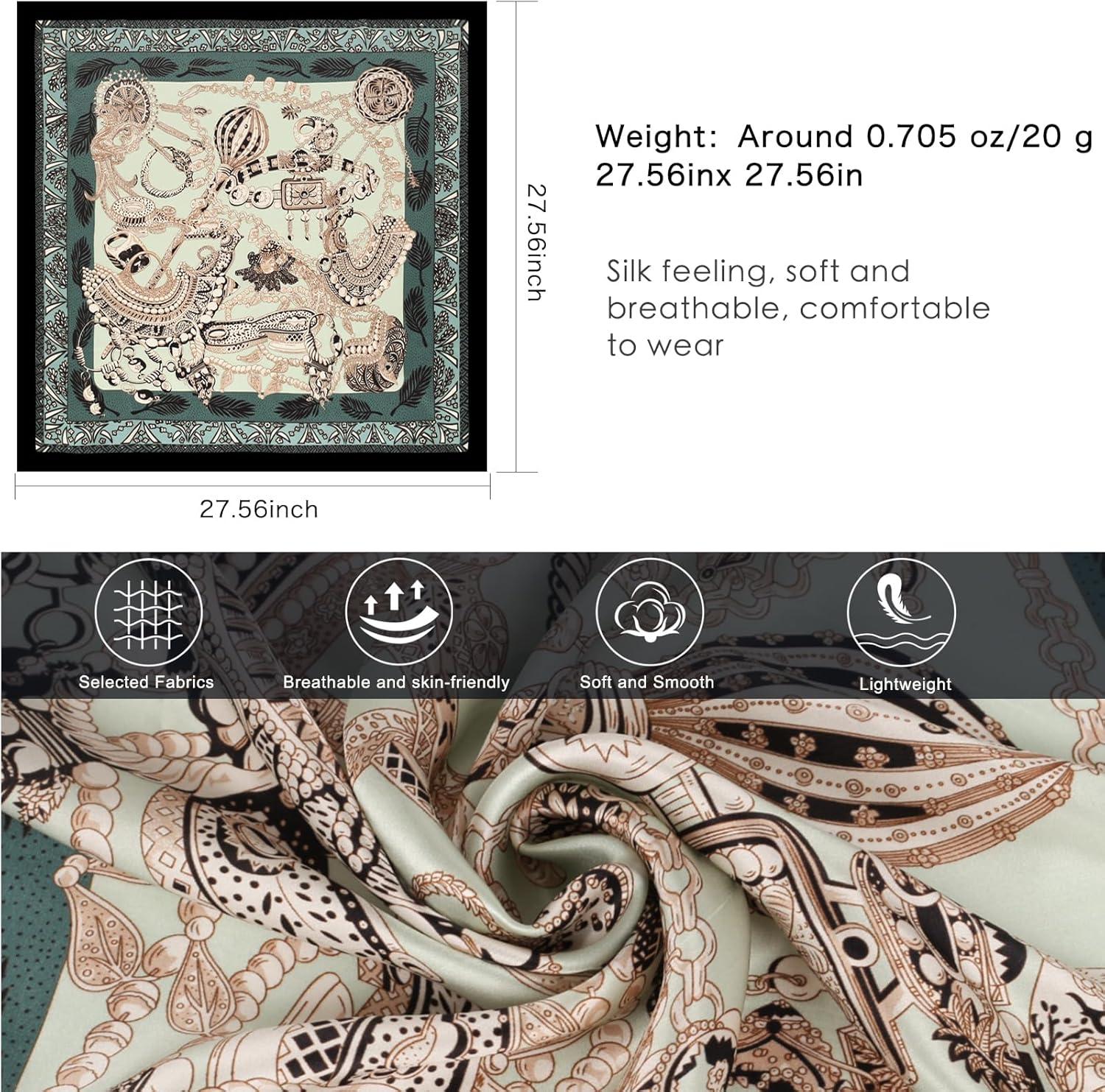 imageEXTREE 100 Pure Mulberry Silk Scarf Fashion Hair for Women Scarf Lightweight Square Neckerchief 275 275 inchesAncient Roman Army Green