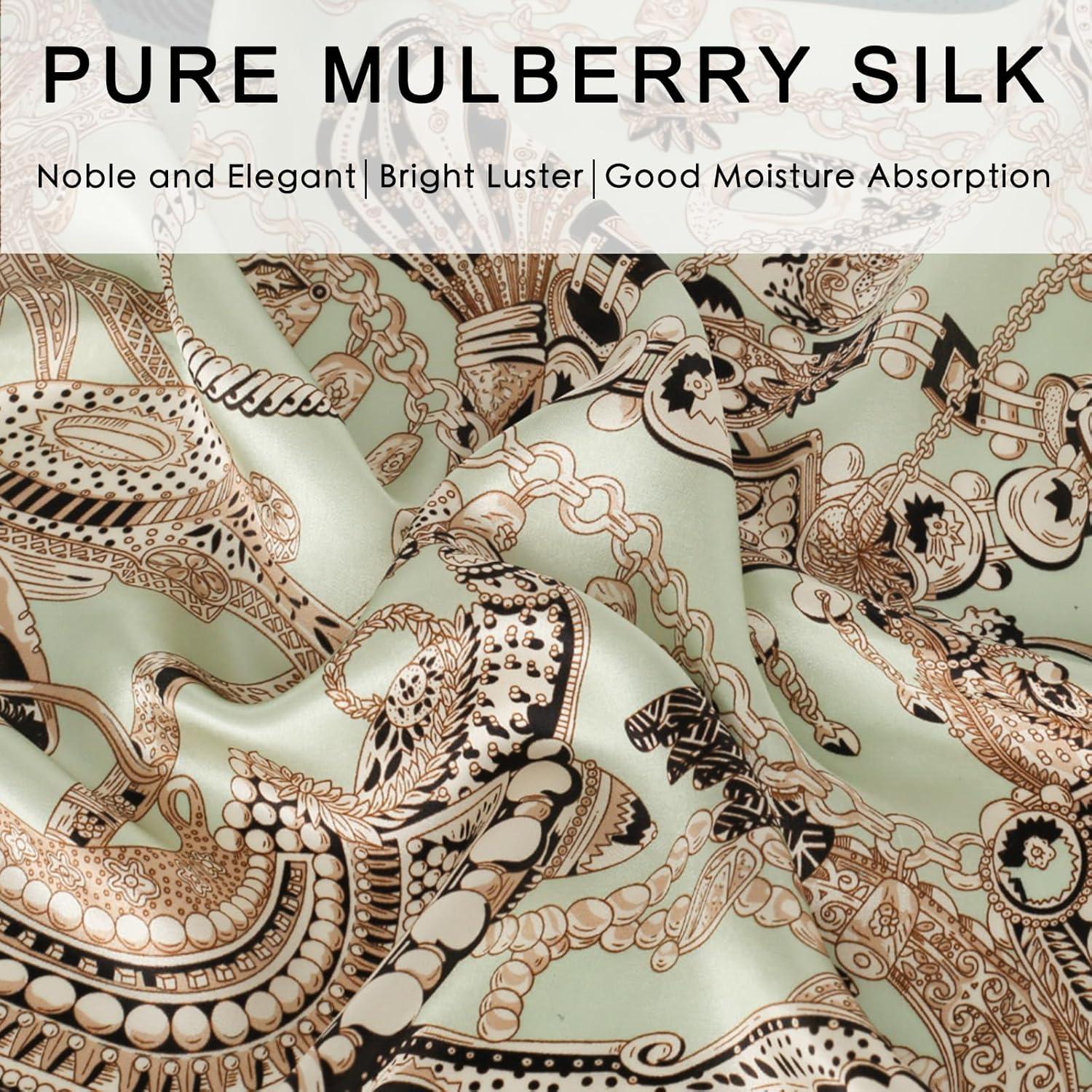 imageEXTREE 100 Pure Mulberry Silk Scarf Fashion Hair for Women Scarf Lightweight Square Neckerchief 275 275 inchesAncient Roman Army Green