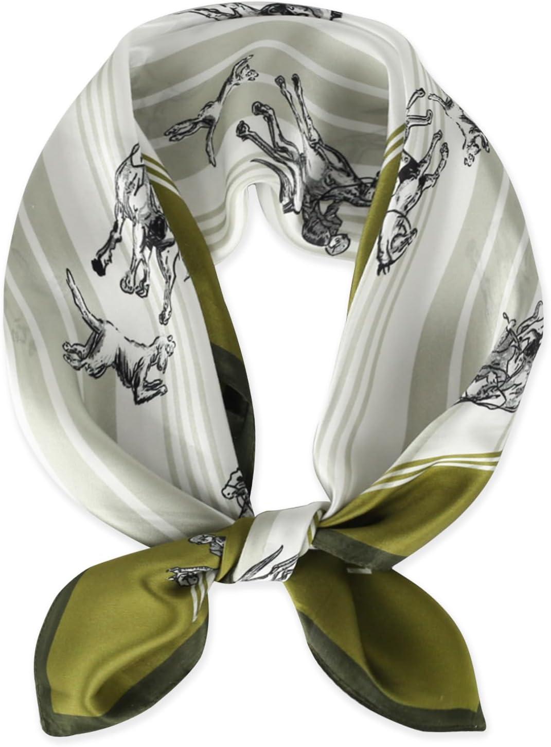 imageEXTREE 100 Pure Mulberry Silk Scarf Fashion Hair for Women Scarf Lightweight Square Neckerchief 275 275 inchesAvocado Green Knight