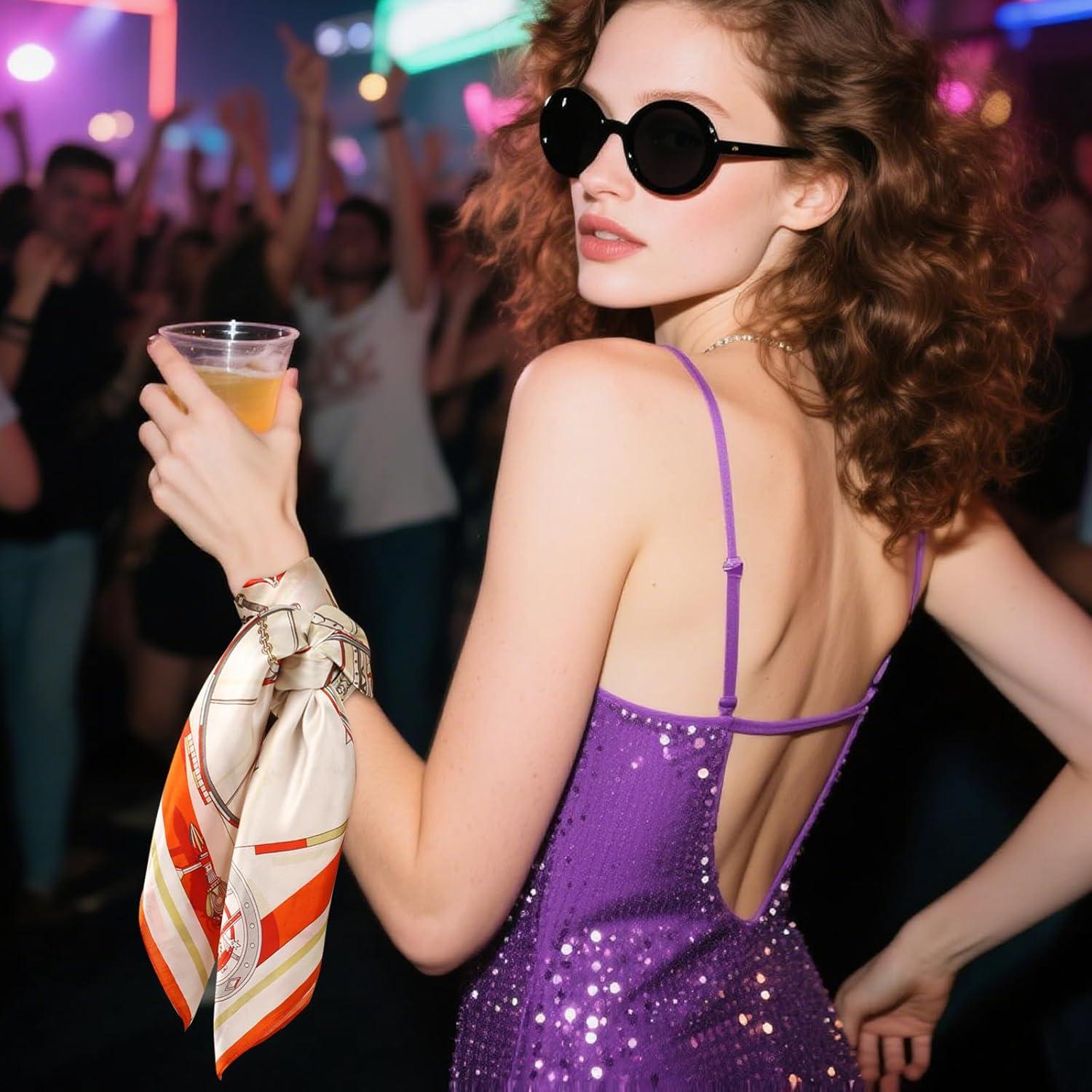 imageEXTREE 100 Pure Mulberry Silk Scarf Fashion Hair for Women Scarf Lightweight Square Neckerchief 275 275 inchesBalance Wagon Orange