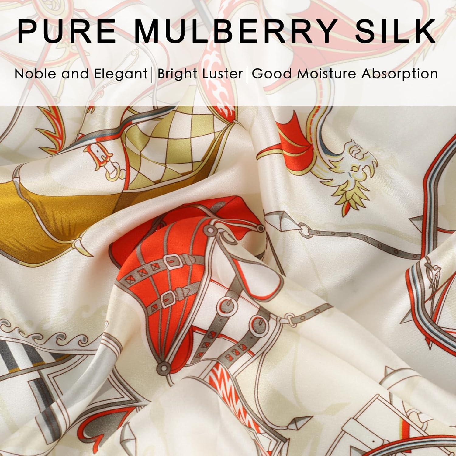 imageEXTREE 100 Pure Mulberry Silk Scarf Fashion Hair for Women Scarf Lightweight Square Neckerchief 275 275 inchesBalance Wagon Orange