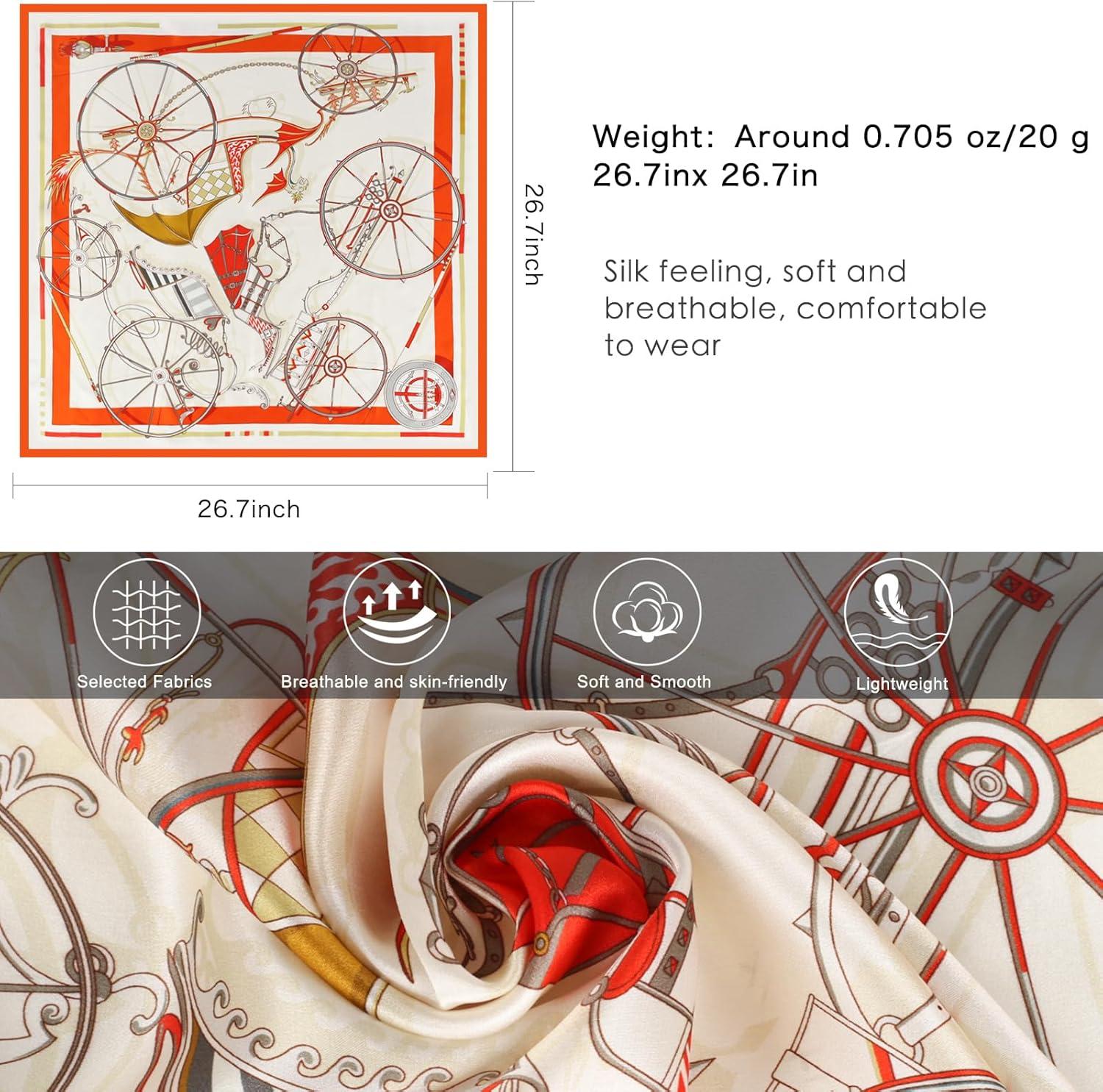 imageEXTREE 100 Pure Mulberry Silk Scarf Fashion Hair for Women Scarf Lightweight Square Neckerchief 275 275 inchesBalance Wagon Orange