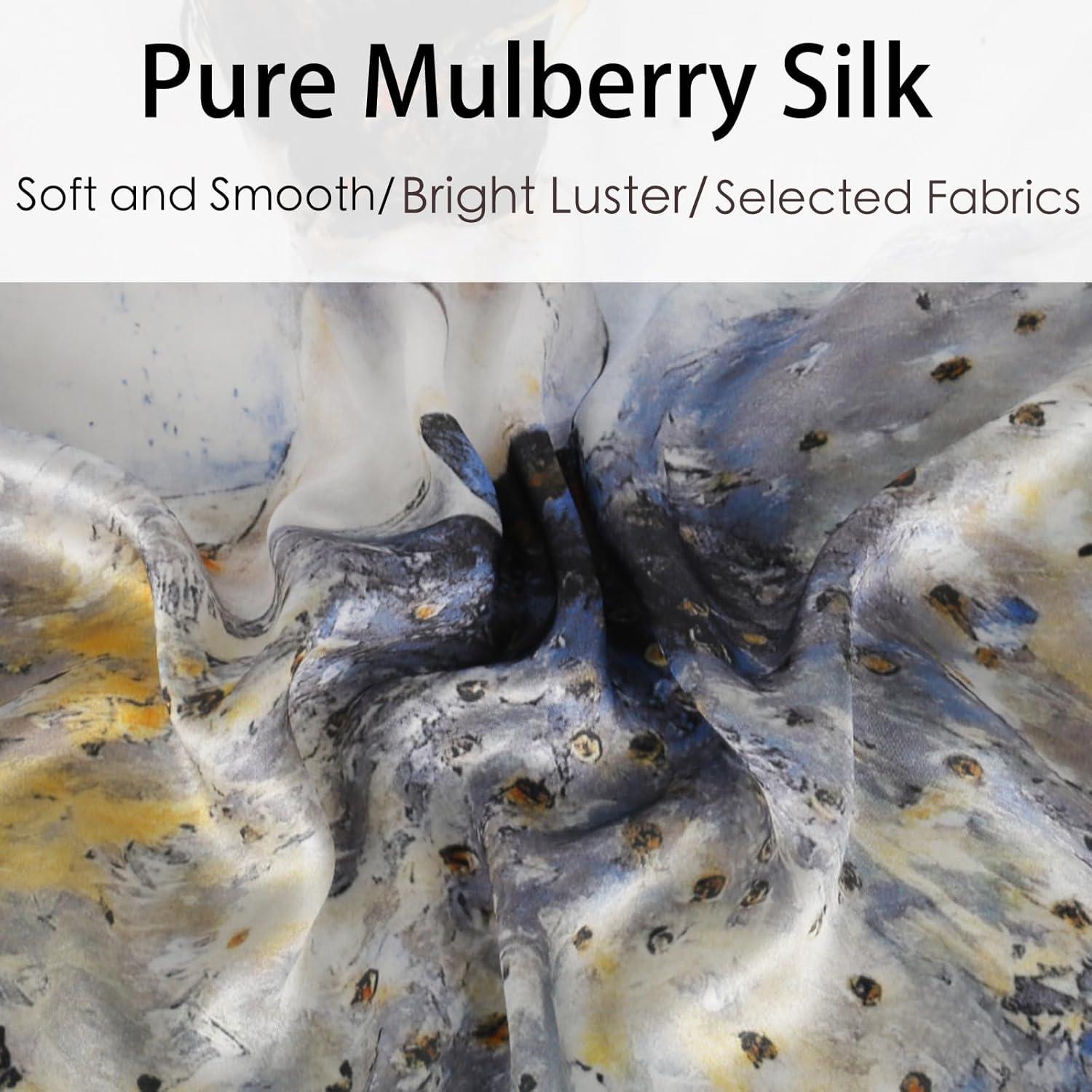 imageEXTREE 100 Pure Mulberry Silk Scarf Fashion Hair for Women Scarf Lightweight Square Neckerchief 275 275 inchesBallet Girl Light Gray