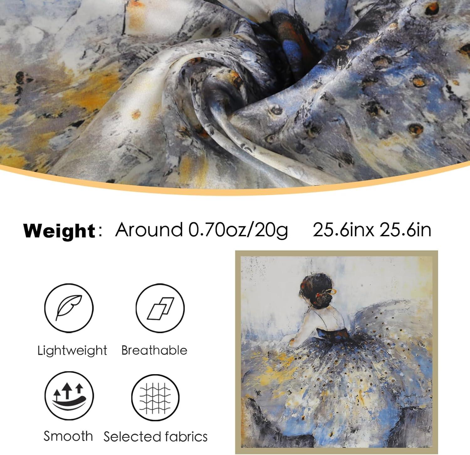 imageEXTREE 100 Pure Mulberry Silk Scarf Fashion Hair for Women Scarf Lightweight Square Neckerchief 275 275 inchesBallet Girl Light Gray