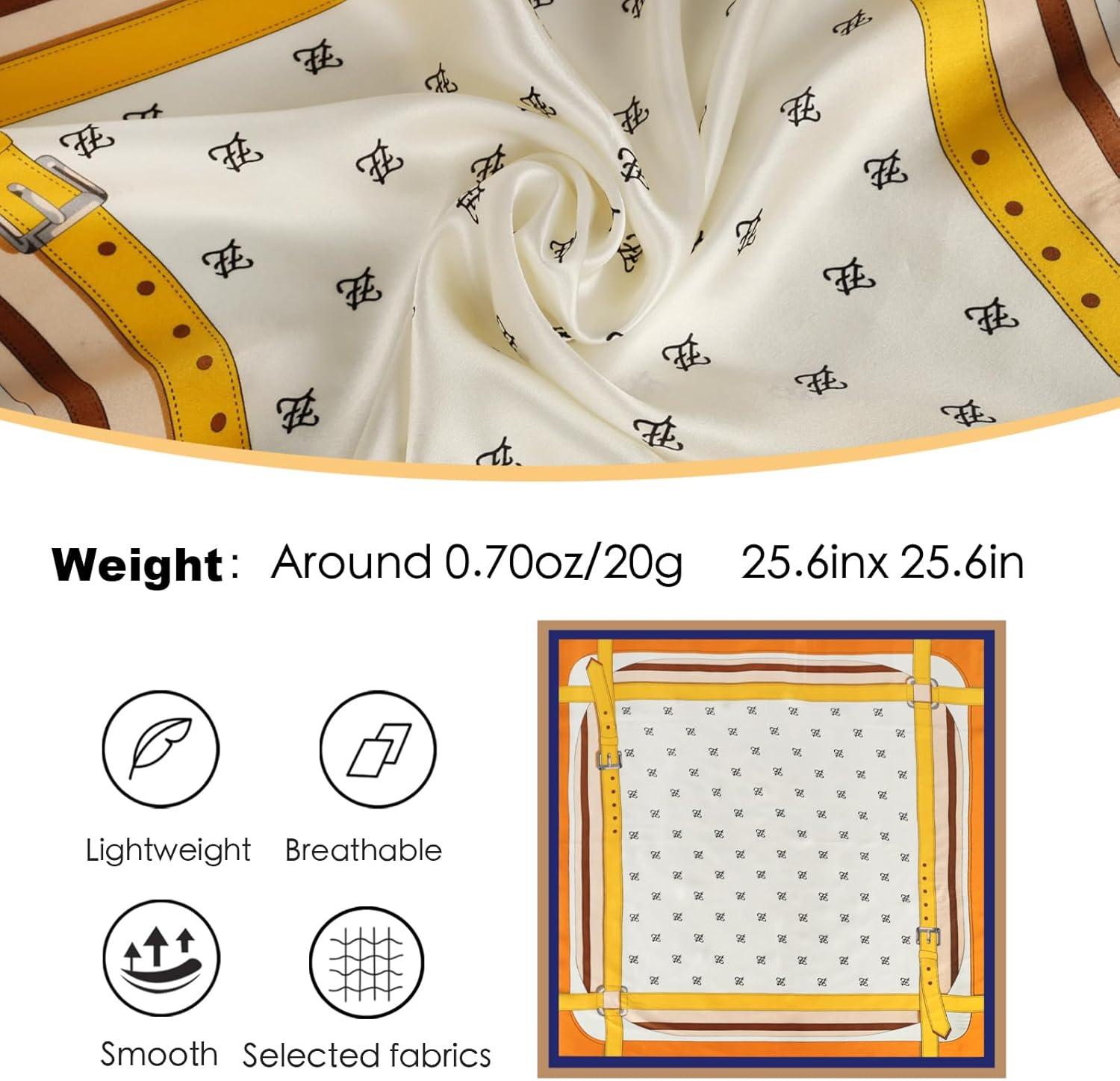 imageEXTREE 100 Pure Mulberry Silk Scarf Fashion Hair for Women Scarf Lightweight Square Neckerchief 275 275 inchesBelt Buckle Beige