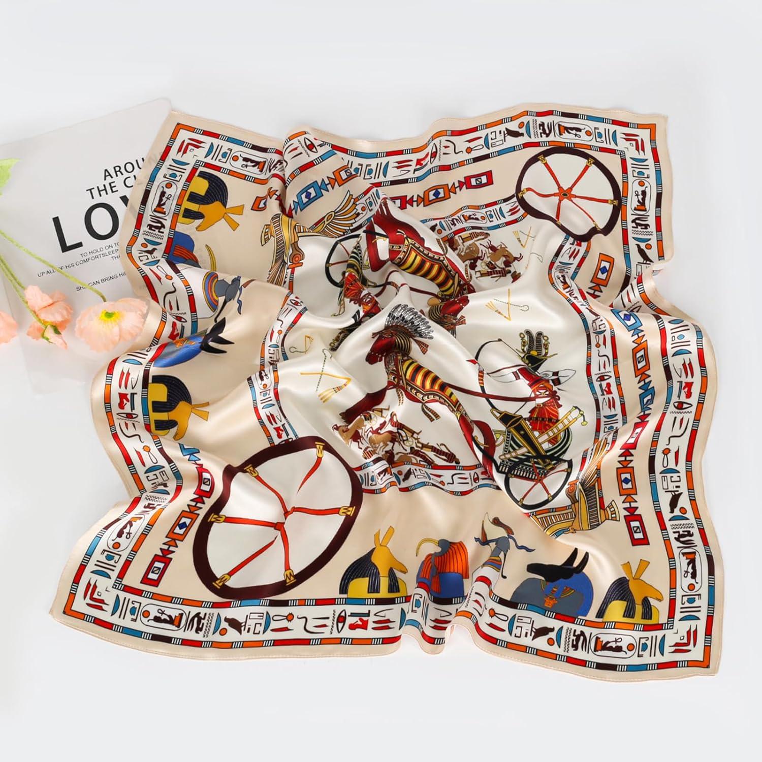 imageEXTREE 100 Pure Mulberry Silk Scarf Fashion Hair for Women Scarf Lightweight Square Neckerchief 275 275 inchesCarriage Beige