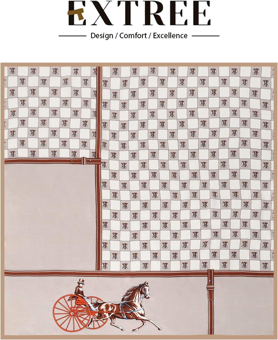 imageEXTREE 100 Pure Mulberry Silk Scarf Fashion Hair for Women Scarf Lightweight Square Neckerchief 275 275 inchesCarriage Brown Ring Buckle