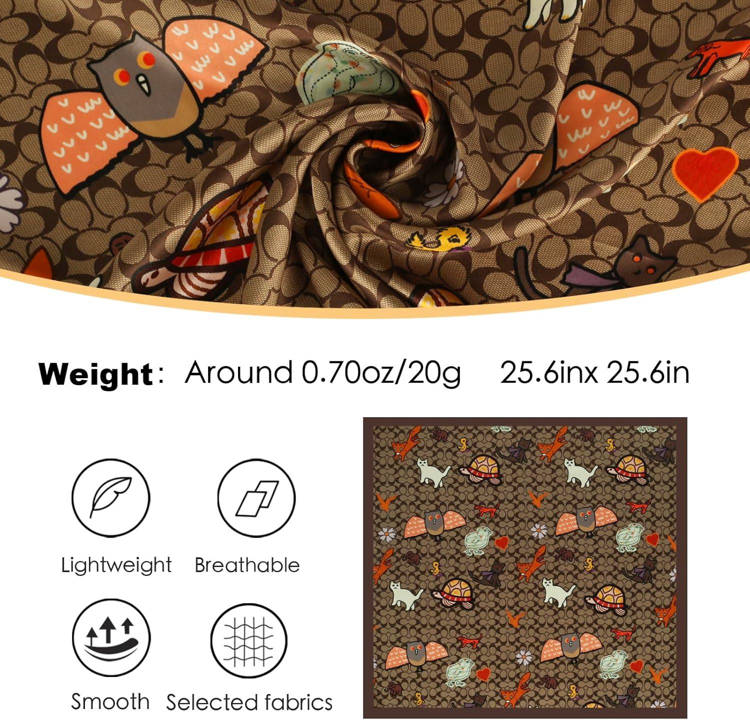 imageEXTREE 100 Pure Mulberry Silk Scarf Fashion Hair for Women Scarf Lightweight Square Neckerchief 275 275 inchesCartoon Graffiti