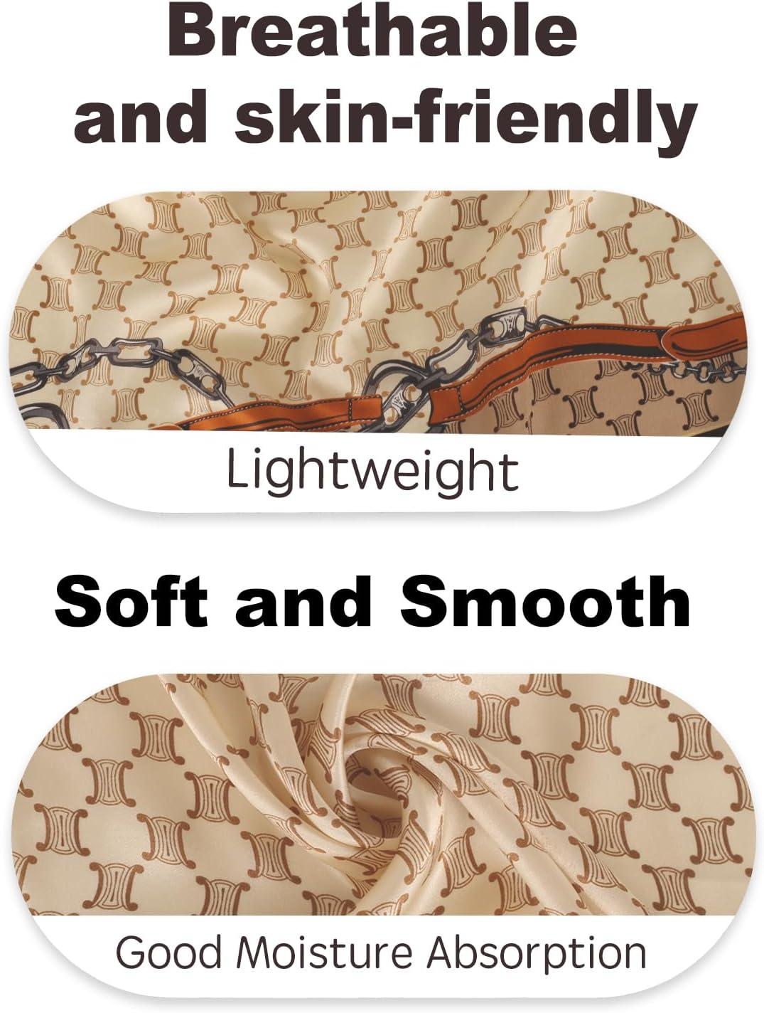 imageEXTREE 100 Pure Mulberry Silk Scarf Fashion Hair for Women Scarf Lightweight Square Neckerchief 275 275 inchesChain Brown