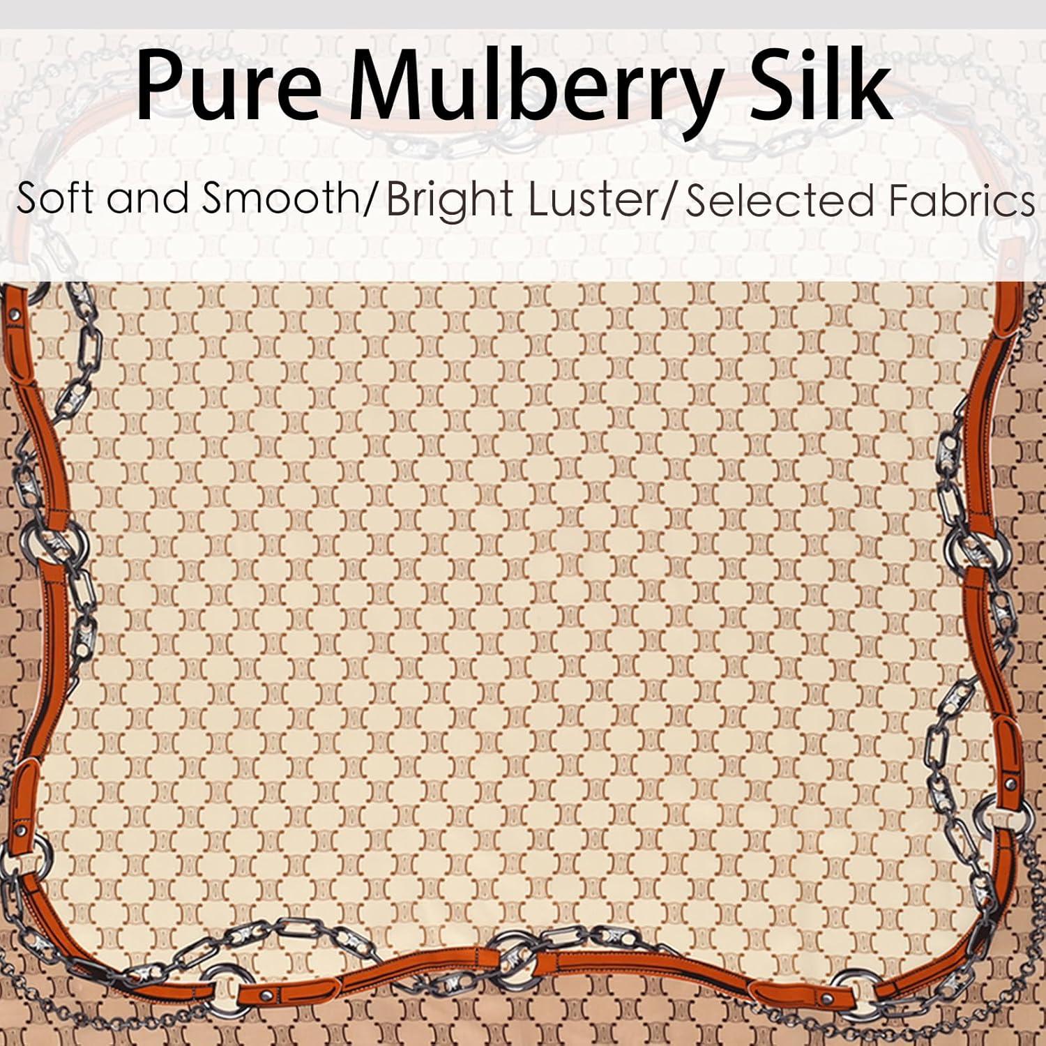 imageEXTREE 100 Pure Mulberry Silk Scarf Fashion Hair for Women Scarf Lightweight Square Neckerchief 275 275 inchesChain Brown