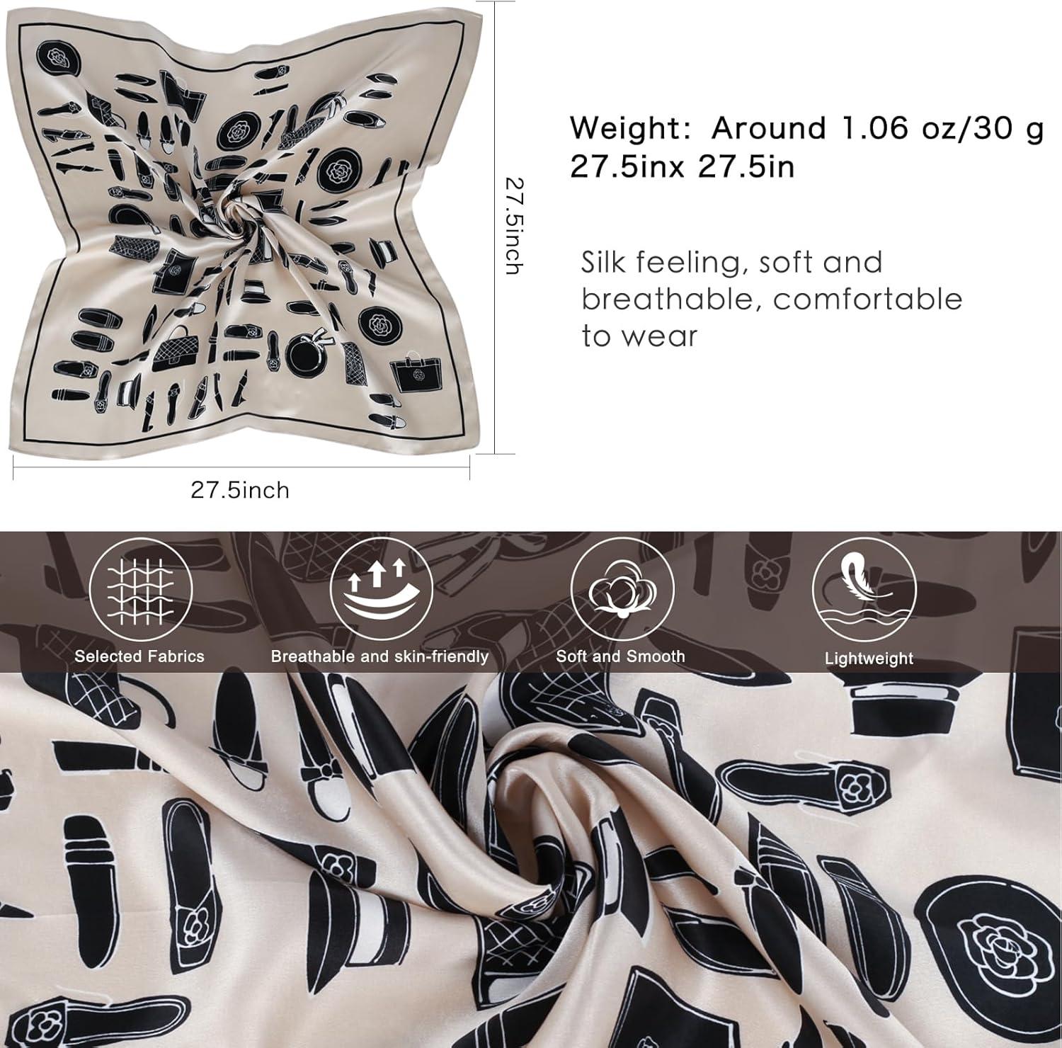 imageEXTREE 100 Pure Mulberry Silk Scarf Fashion Hair for Women Scarf Lightweight Square Neckerchief 275 275 inchesChampagne Shoes and Bags