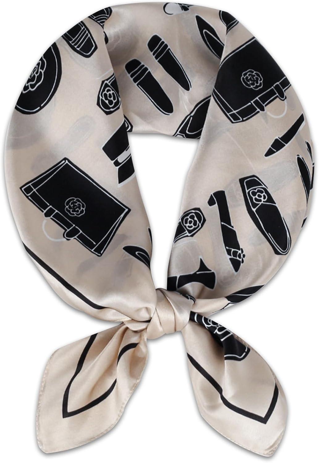 imageEXTREE 100 Pure Mulberry Silk Scarf Fashion Hair for Women Scarf Lightweight Square Neckerchief 275 275 inchesChampagne Shoes and Bags