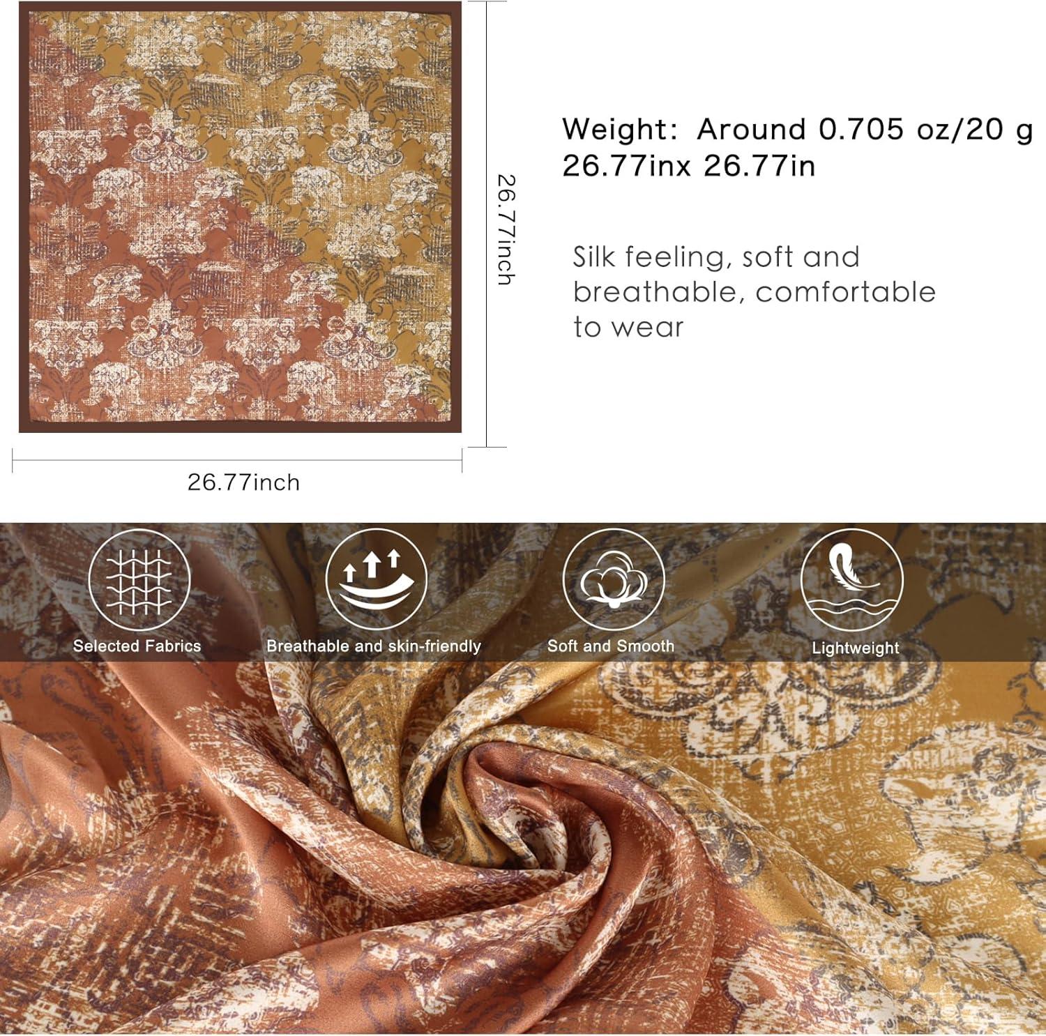 imageEXTREE 100 Pure Mulberry Silk Scarf Fashion Hair for Women Scarf Lightweight Square Neckerchief 275 275 inchesColorful Seal of the Western Regions