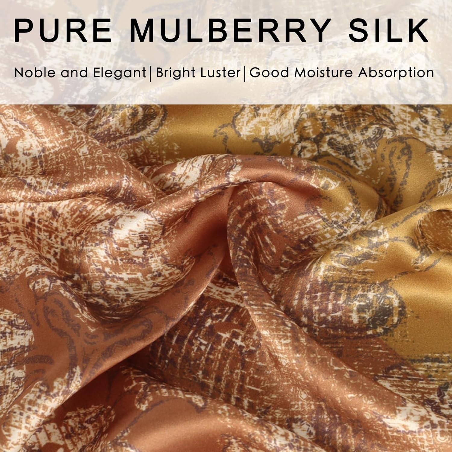 imageEXTREE 100 Pure Mulberry Silk Scarf Fashion Hair for Women Scarf Lightweight Square Neckerchief 275 275 inchesColorful Seal of the Western Regions