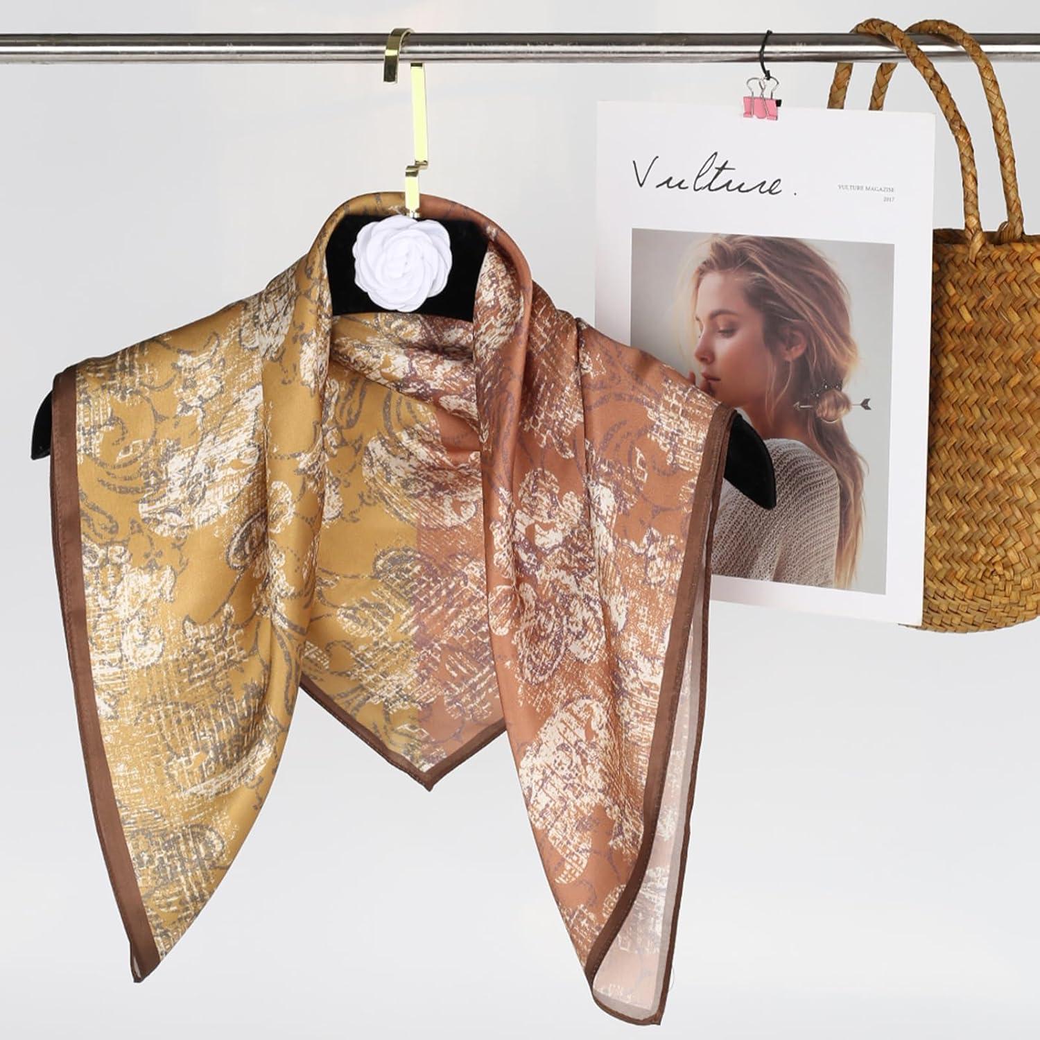 imageEXTREE 100 Pure Mulberry Silk Scarf Fashion Hair for Women Scarf Lightweight Square Neckerchief 275 275 inchesColorful Seal of the Western Regions