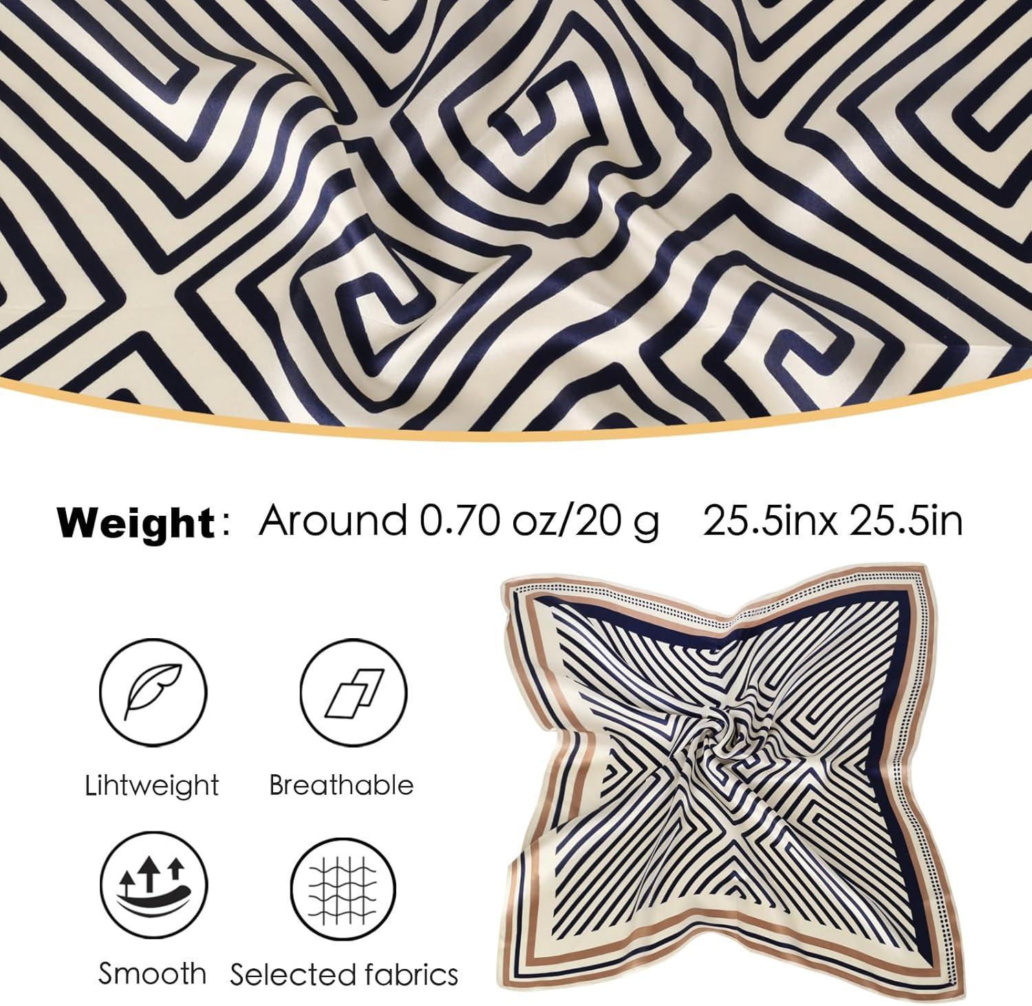 imageEXTREE 100 Pure Mulberry Silk Scarf Fashion Hair for Women Scarf Lightweight Square Neckerchief 275 275 inchesDark Blue Geometry