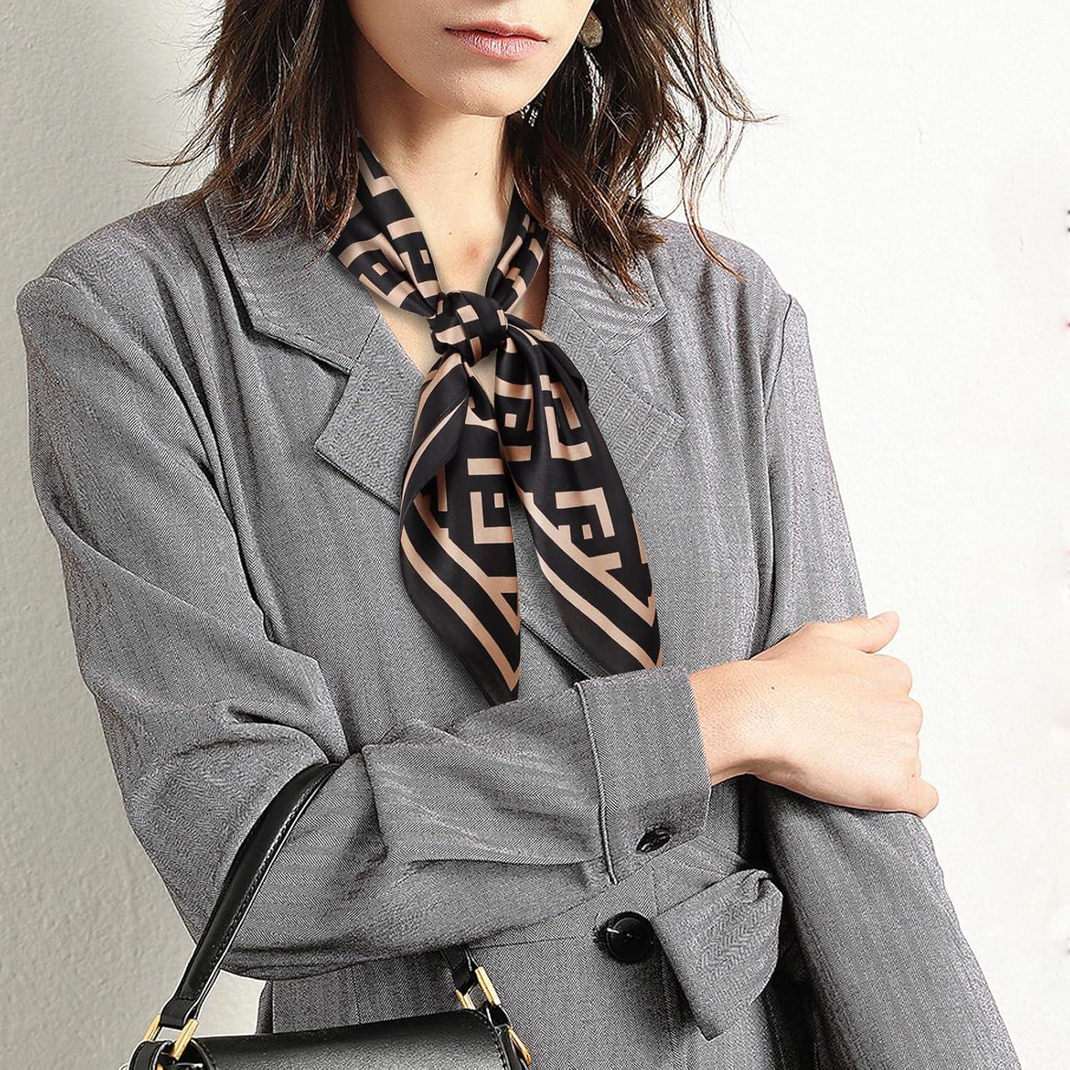 imageEXTREE 100 Pure Mulberry Silk Scarf Fashion Hair for Women Scarf Lightweight Square Neckerchief 275 275 inchesDark Brown