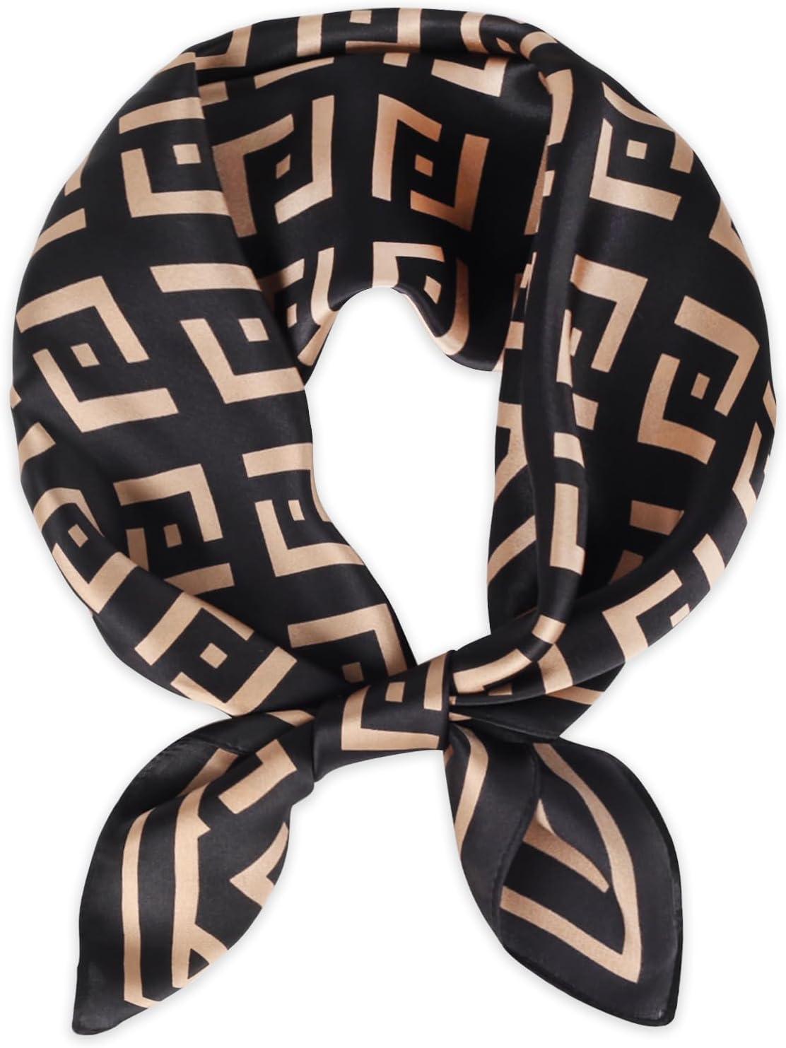 imageEXTREE 100 Pure Mulberry Silk Scarf Fashion Hair for Women Scarf Lightweight Square Neckerchief 275 275 inchesDark Brown