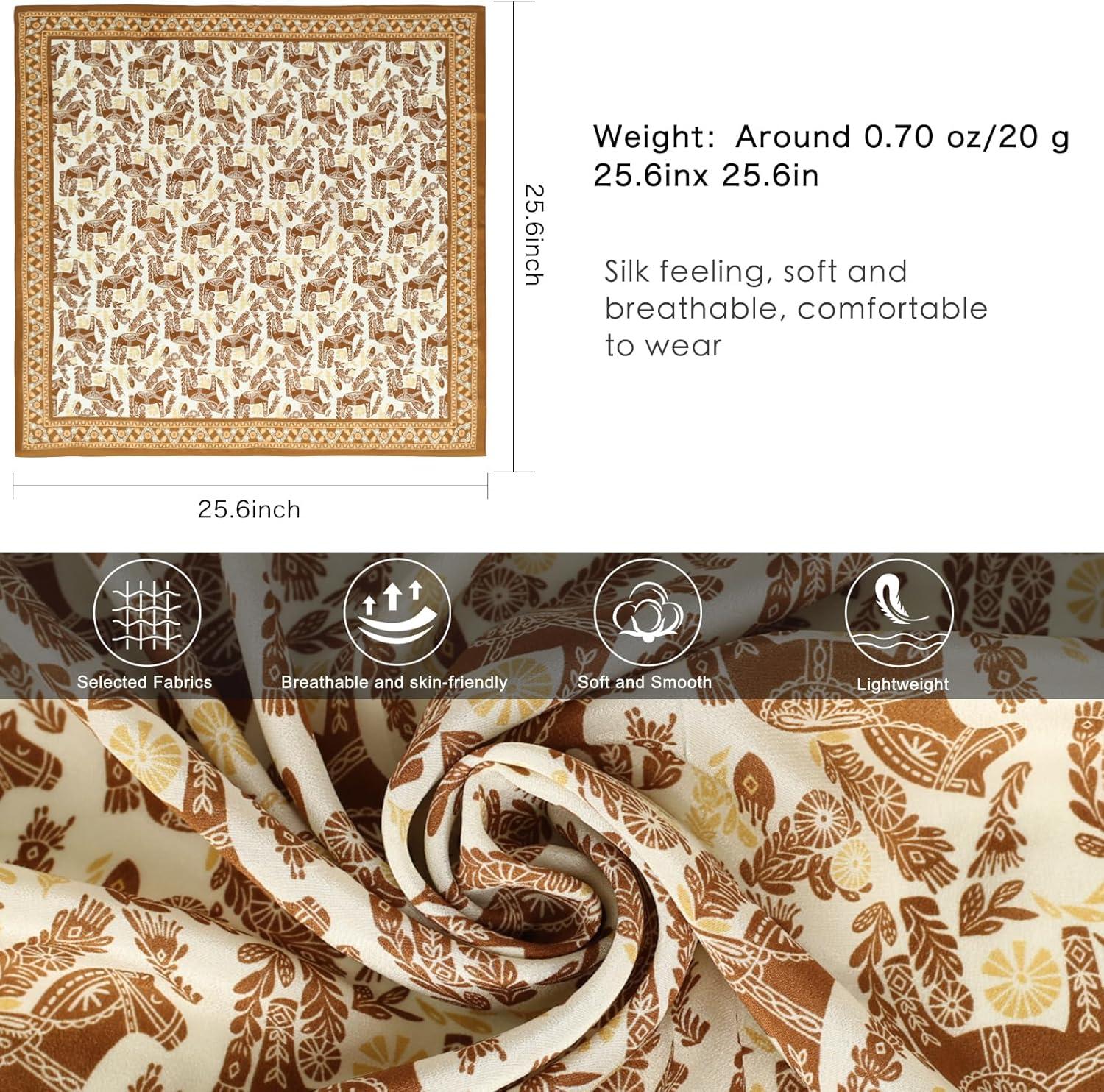 imageEXTREE 100 Pure Mulberry Silk Scarf Fashion Hair for Women Scarf Lightweight Square Neckerchief 275 275 inchesDeciduous Palm Tree