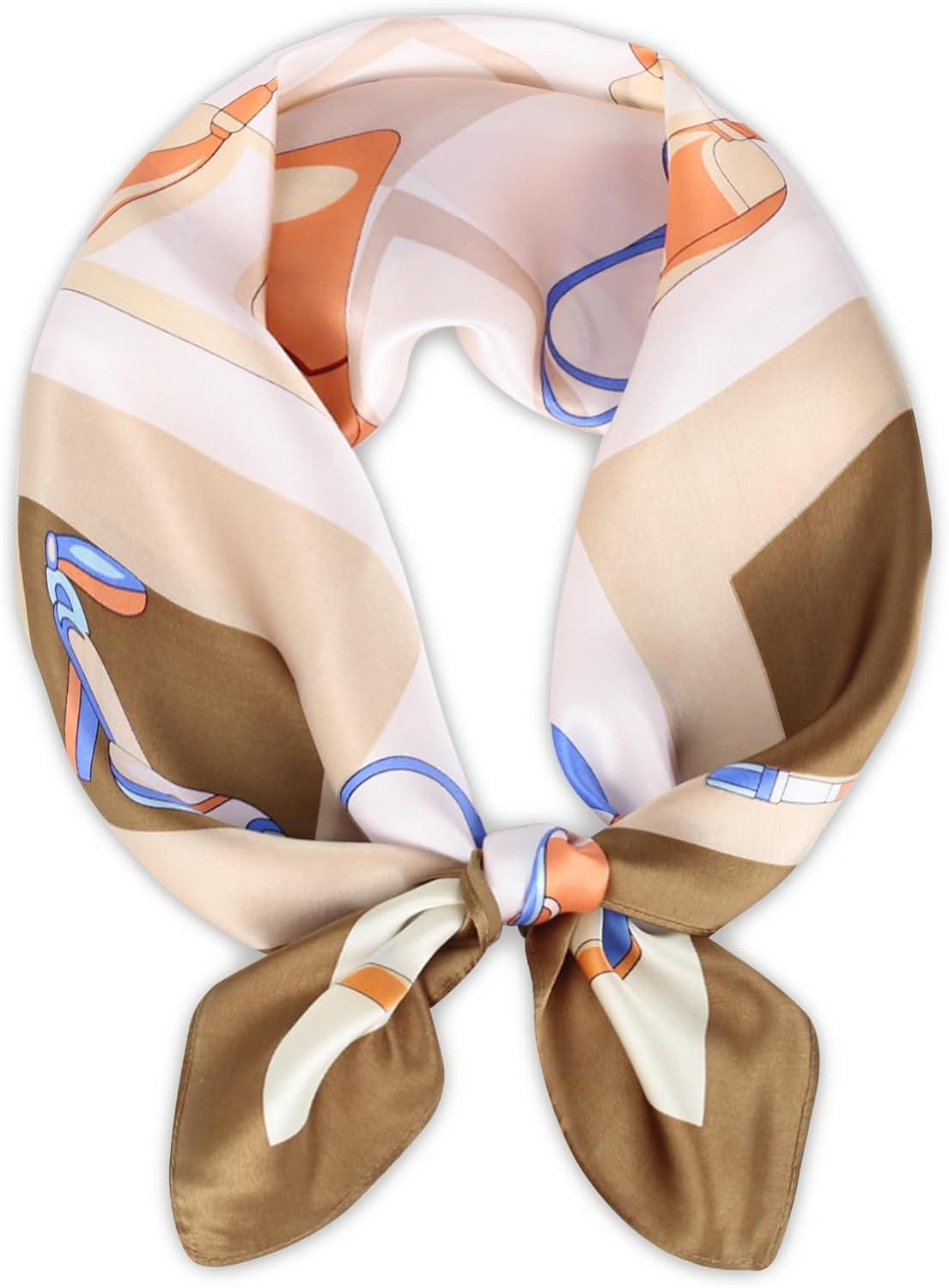 imageEXTREE 100 Pure Mulberry Silk Scarf Fashion Hair for Women Scarf Lightweight Square Neckerchief 275 275 inchesFashionable Bag Khaki