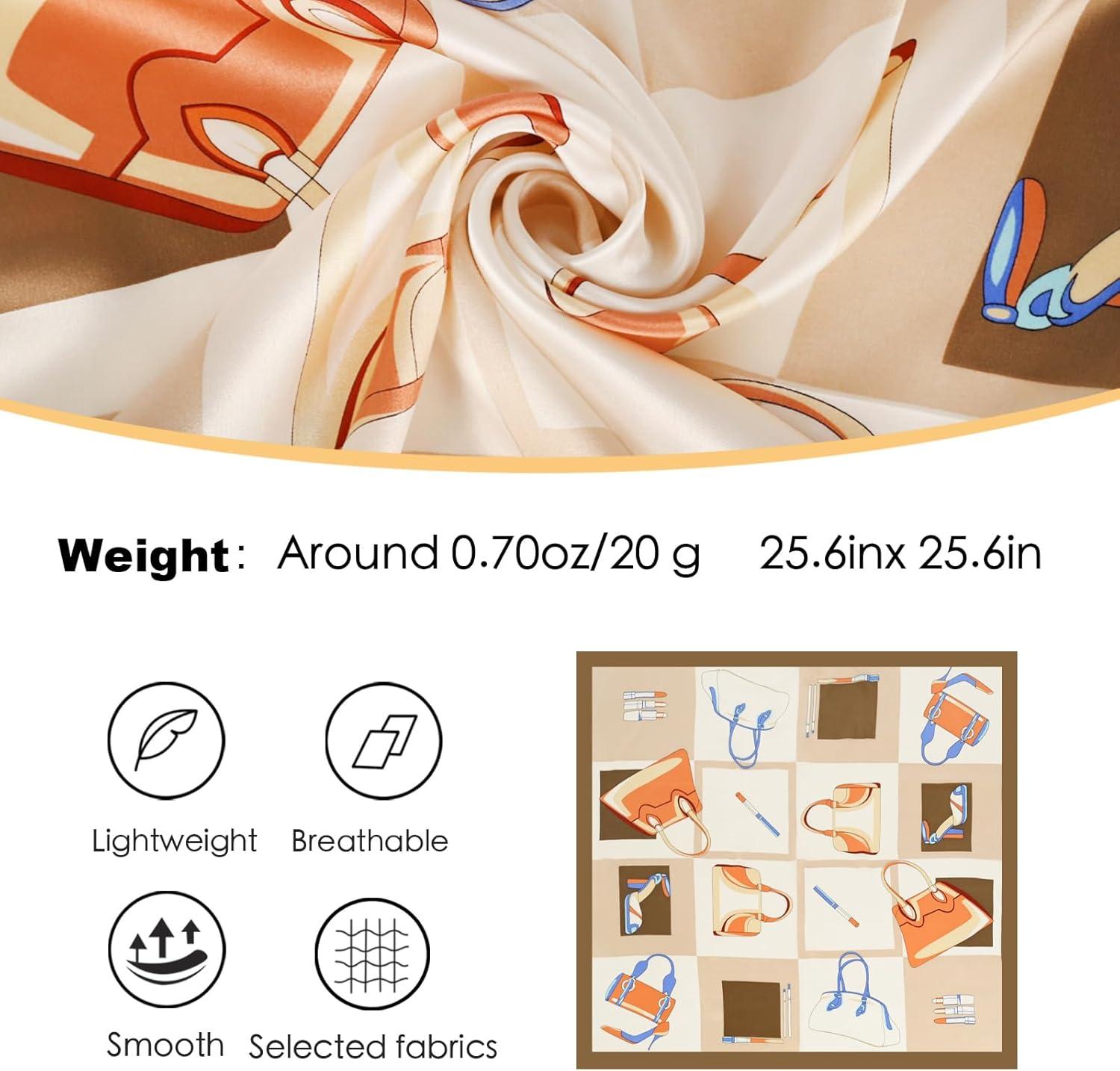 imageEXTREE 100 Pure Mulberry Silk Scarf Fashion Hair for Women Scarf Lightweight Square Neckerchief 275 275 inchesFashionable Bag Khaki