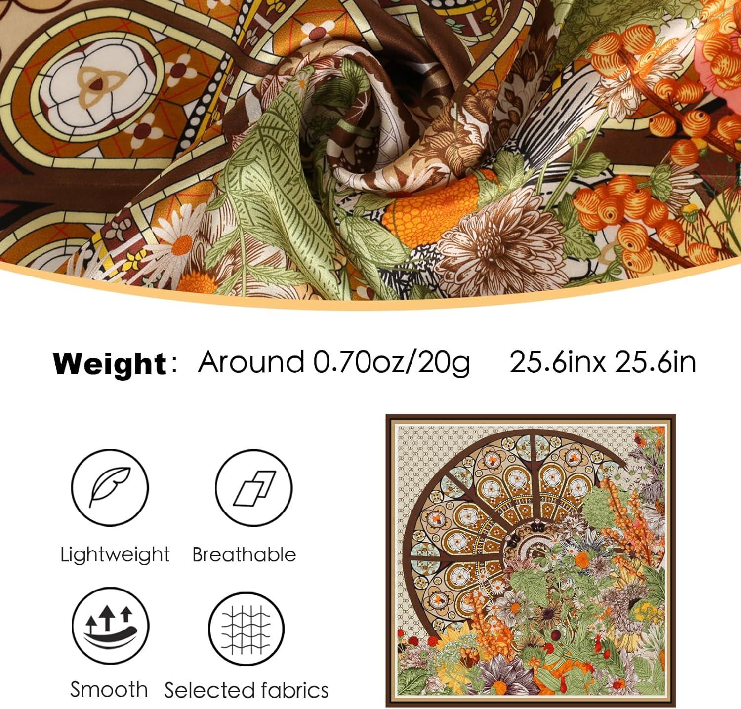 imageEXTREE 100 Pure Mulberry Silk Scarf Fashion Hair for Women Scarf Lightweight Square Neckerchief 275 275 inchesFlower Window