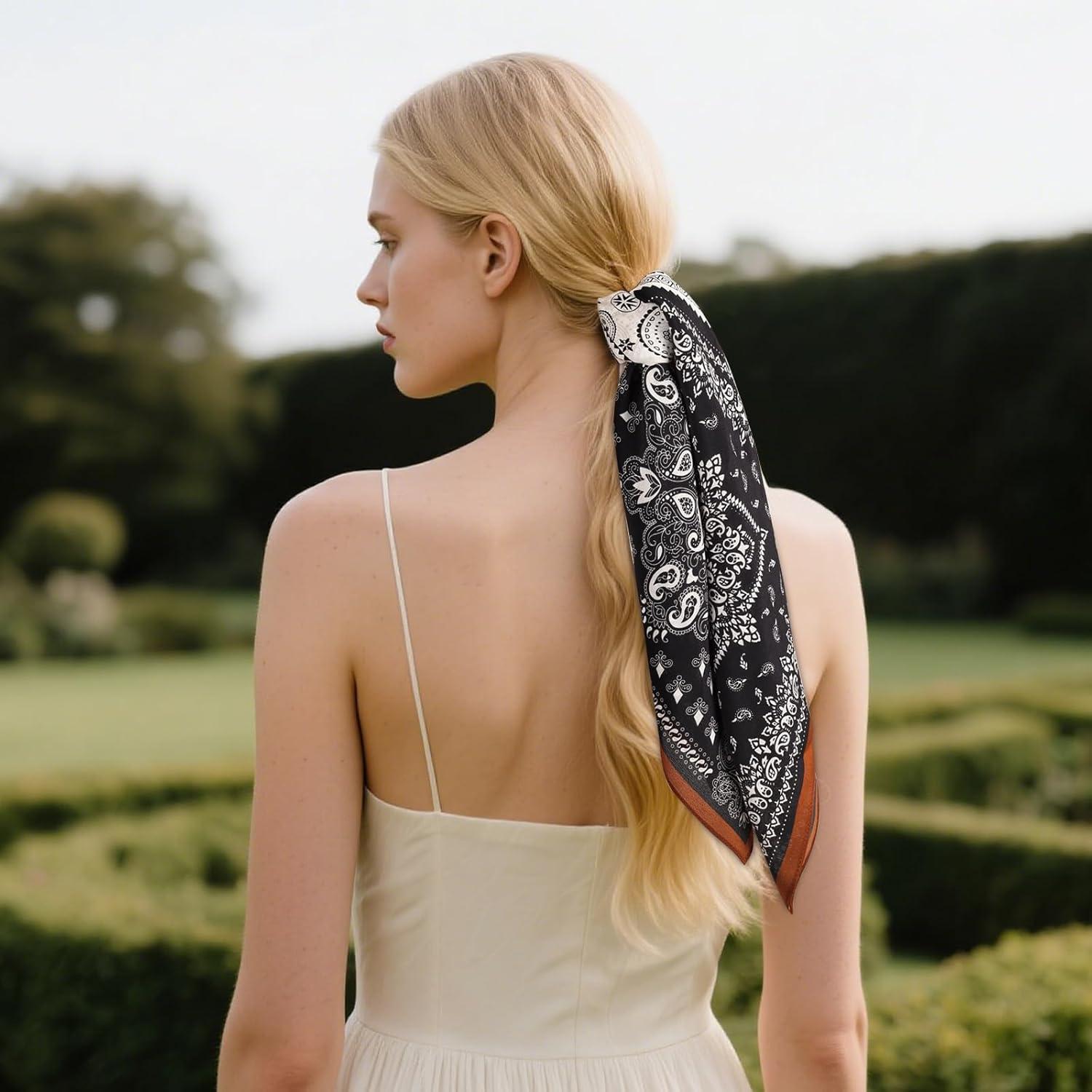 imageEXTREE 100 Pure Mulberry Silk Scarf Fashion Hair for Women Scarf Lightweight Square Neckerchief 275 275 inchesFourinone Coffee Turns Into Cashew Nuts