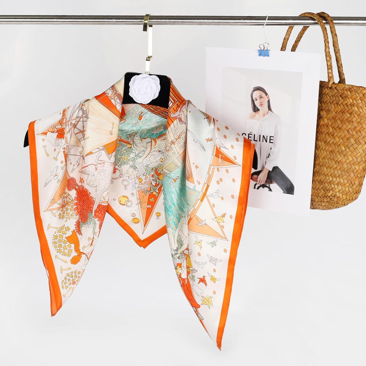 imageEXTREE 100 Pure Mulberry Silk Scarf Fashion Hair for Women Scarf Lightweight Square Neckerchief 275 275 inchesFubao Cruise Party