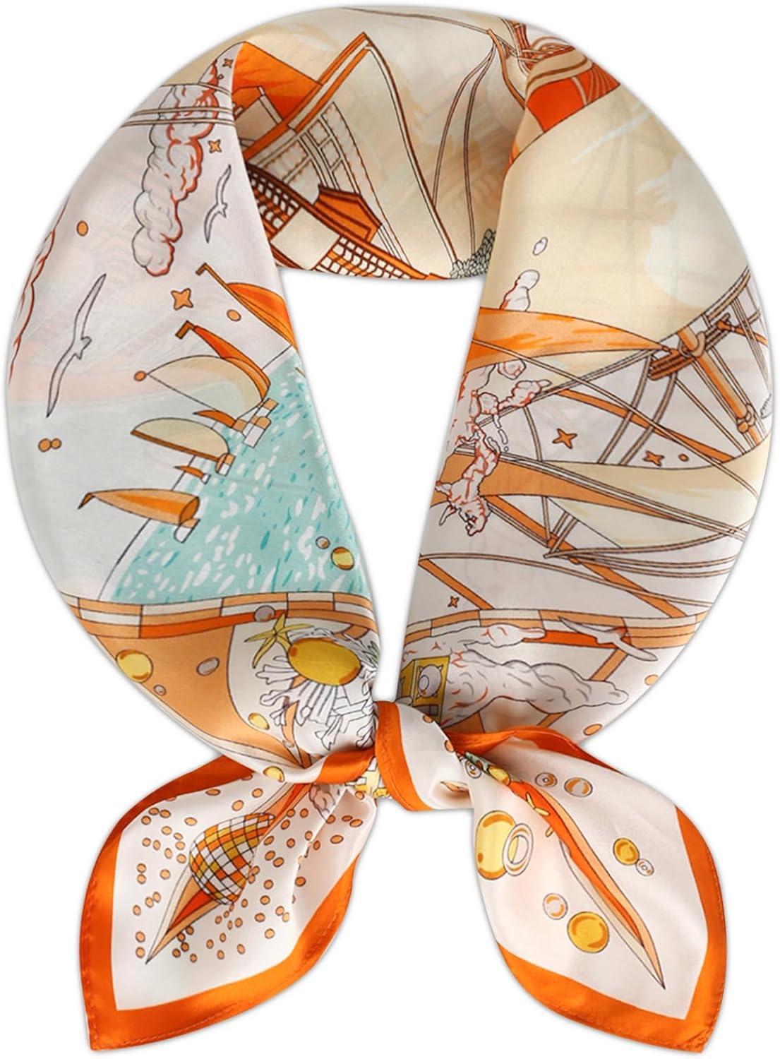 imageEXTREE 100 Pure Mulberry Silk Scarf Fashion Hair for Women Scarf Lightweight Square Neckerchief 275 275 inchesFubao Cruise Party