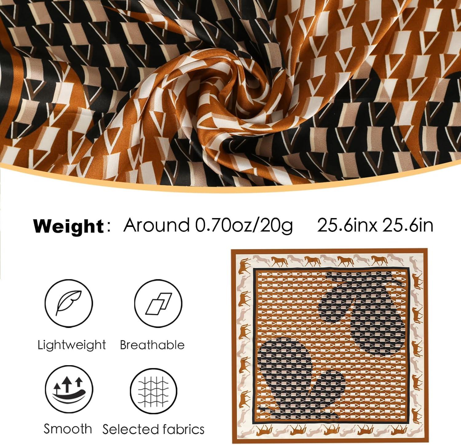 imageEXTREE 100 Pure Mulberry Silk Scarf Fashion Hair for Women Scarf Lightweight Square Neckerchief 275 275 inchesGeometric Pony