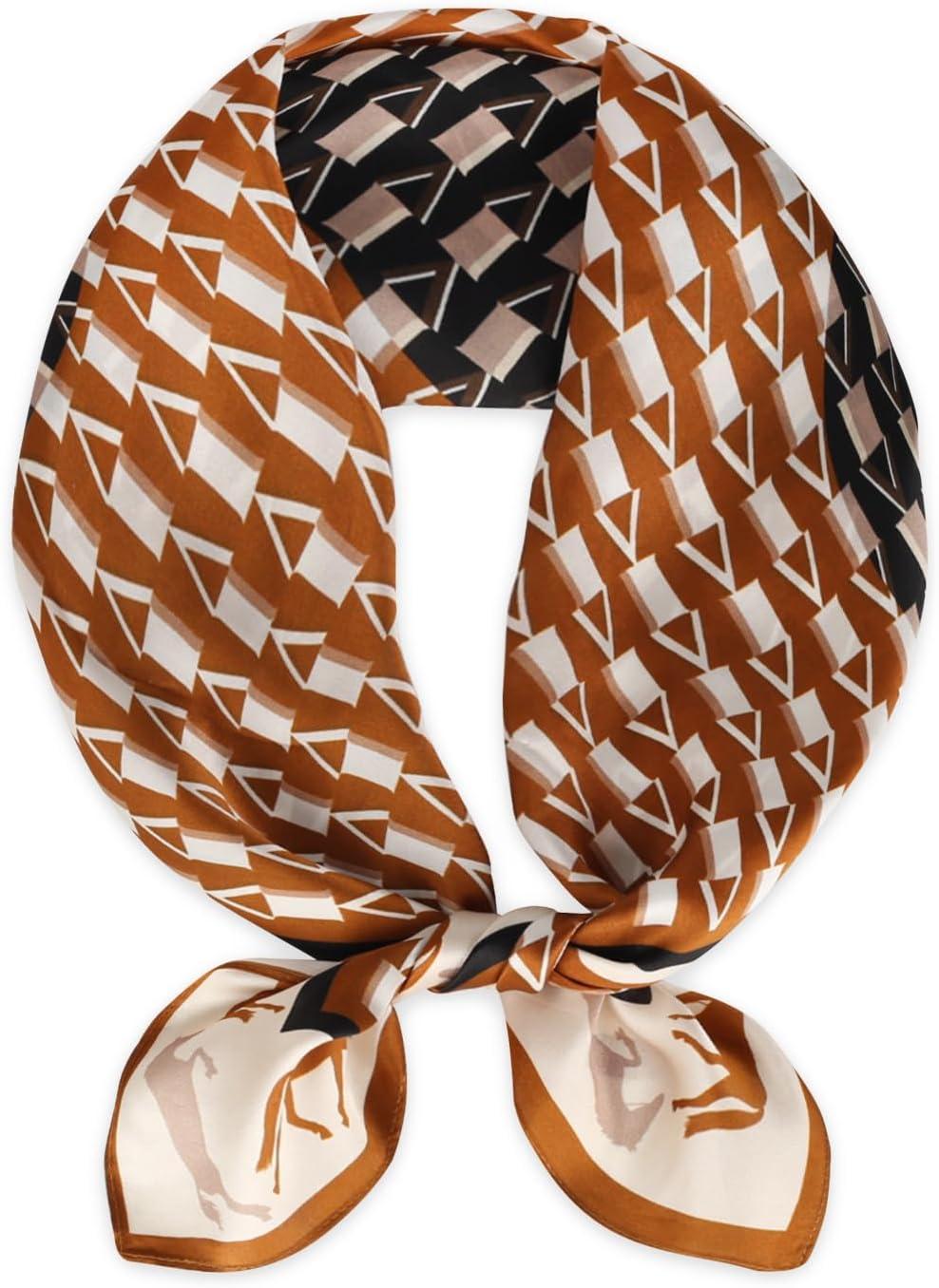 imageEXTREE 100 Pure Mulberry Silk Scarf Fashion Hair for Women Scarf Lightweight Square Neckerchief 275 275 inchesGeometric Pony