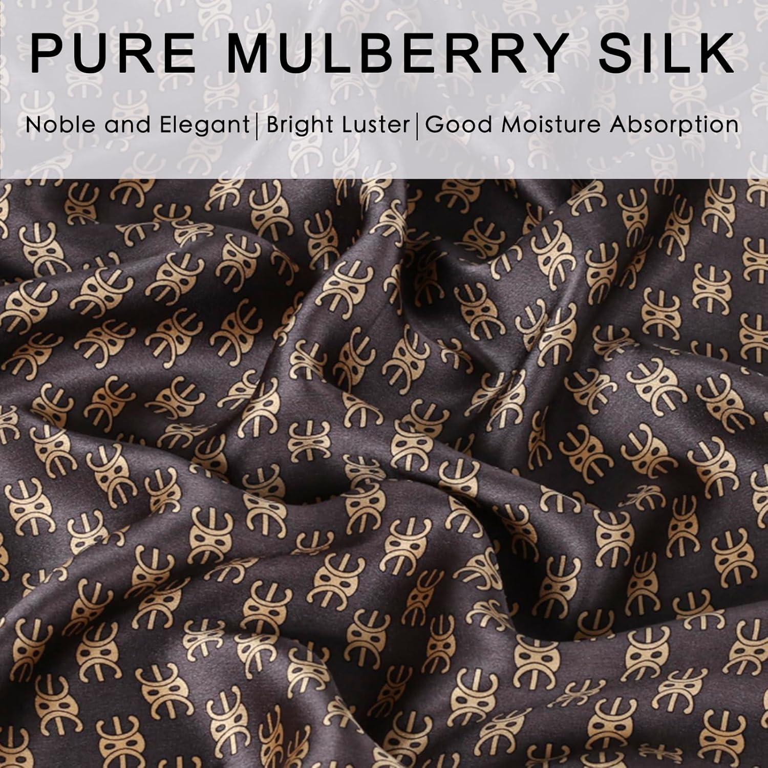 imageEXTREE 100 Pure Mulberry Silk Scarf Fashion Hair for Women Scarf Lightweight Square Neckerchief 275 275 inchesGolden Brown