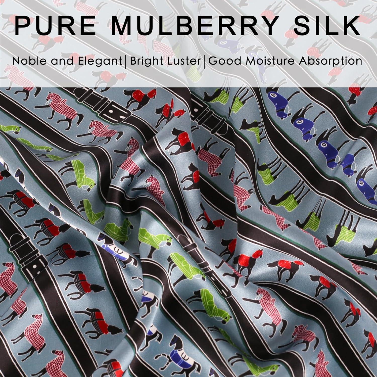 imageEXTREE 100 Pure Mulberry Silk Scarf Fashion Hair for Women Scarf Lightweight Square Neckerchief 275 275 inchesGreen Colts