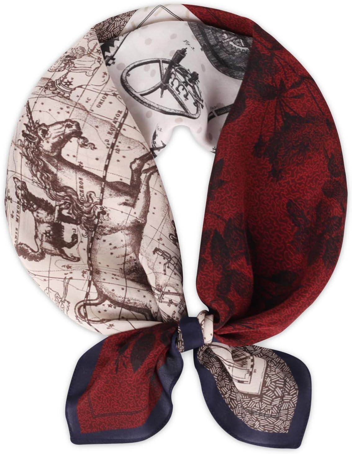 imageEXTREE 100 Pure Mulberry Silk Scarf Fashion Hair for Women Scarf Lightweight Square Neckerchief 275 275 inchesJourney of the Century