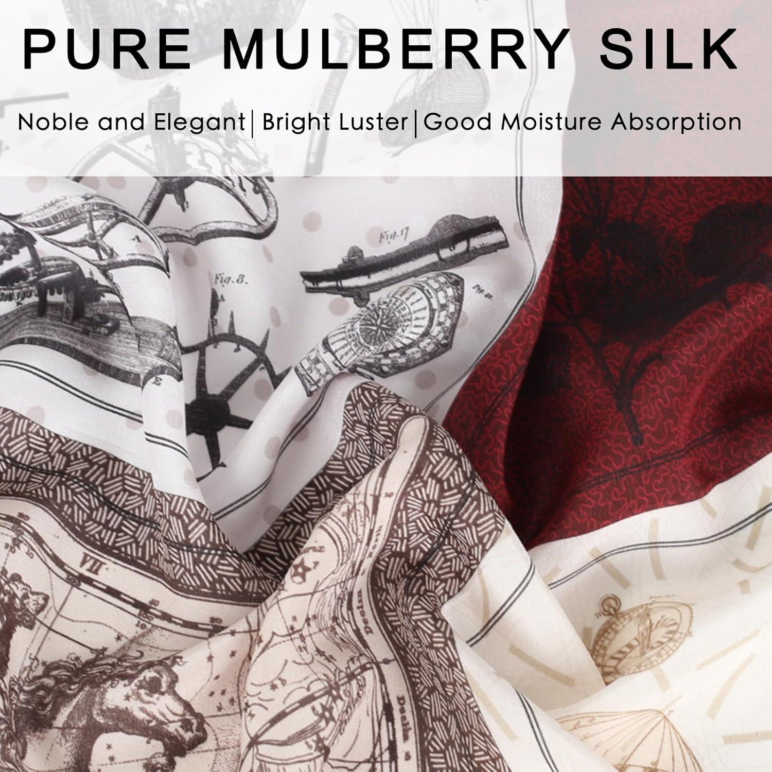 imageEXTREE 100 Pure Mulberry Silk Scarf Fashion Hair for Women Scarf Lightweight Square Neckerchief 275 275 inchesJourney of the Century