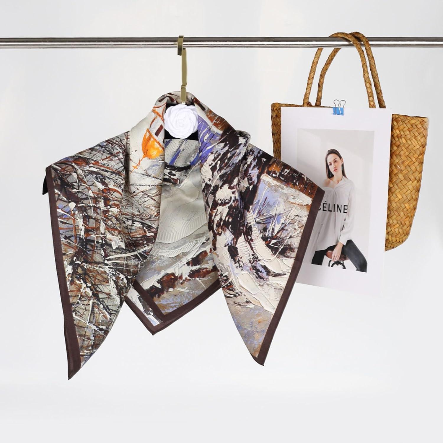 imageEXTREE 100 Pure Mulberry Silk Scarf Fashion Hair for Women Scarf Lightweight Square Neckerchief 275 275 inchesJungle Castle