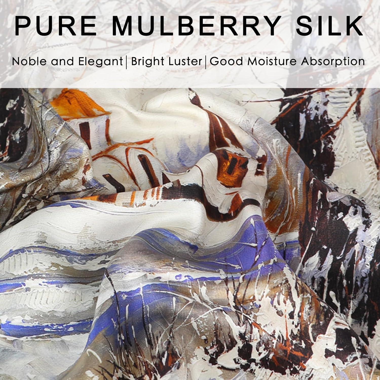 imageEXTREE 100 Pure Mulberry Silk Scarf Fashion Hair for Women Scarf Lightweight Square Neckerchief 275 275 inchesJungle Castle