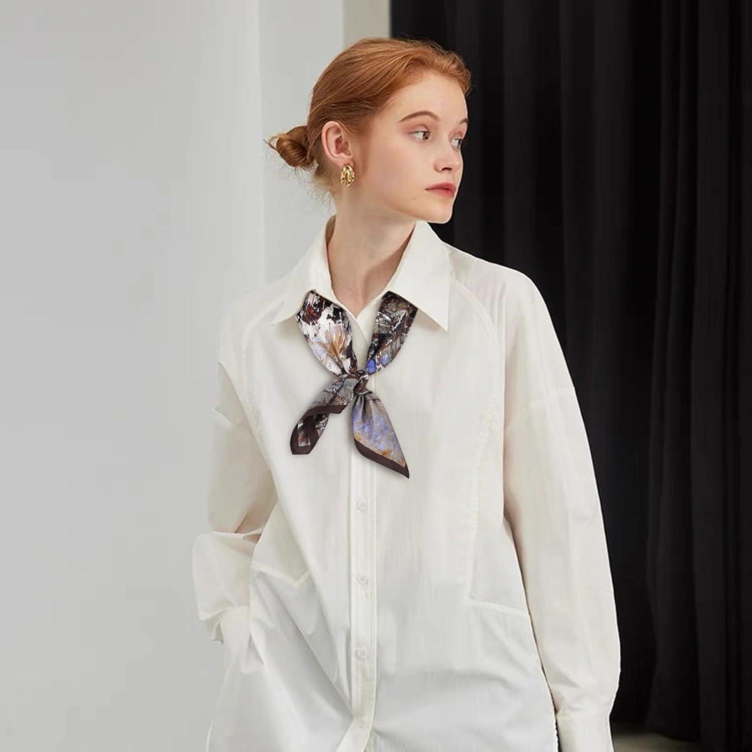 imageEXTREE 100 Pure Mulberry Silk Scarf Fashion Hair for Women Scarf Lightweight Square Neckerchief 275 275 inchesJungle Castle