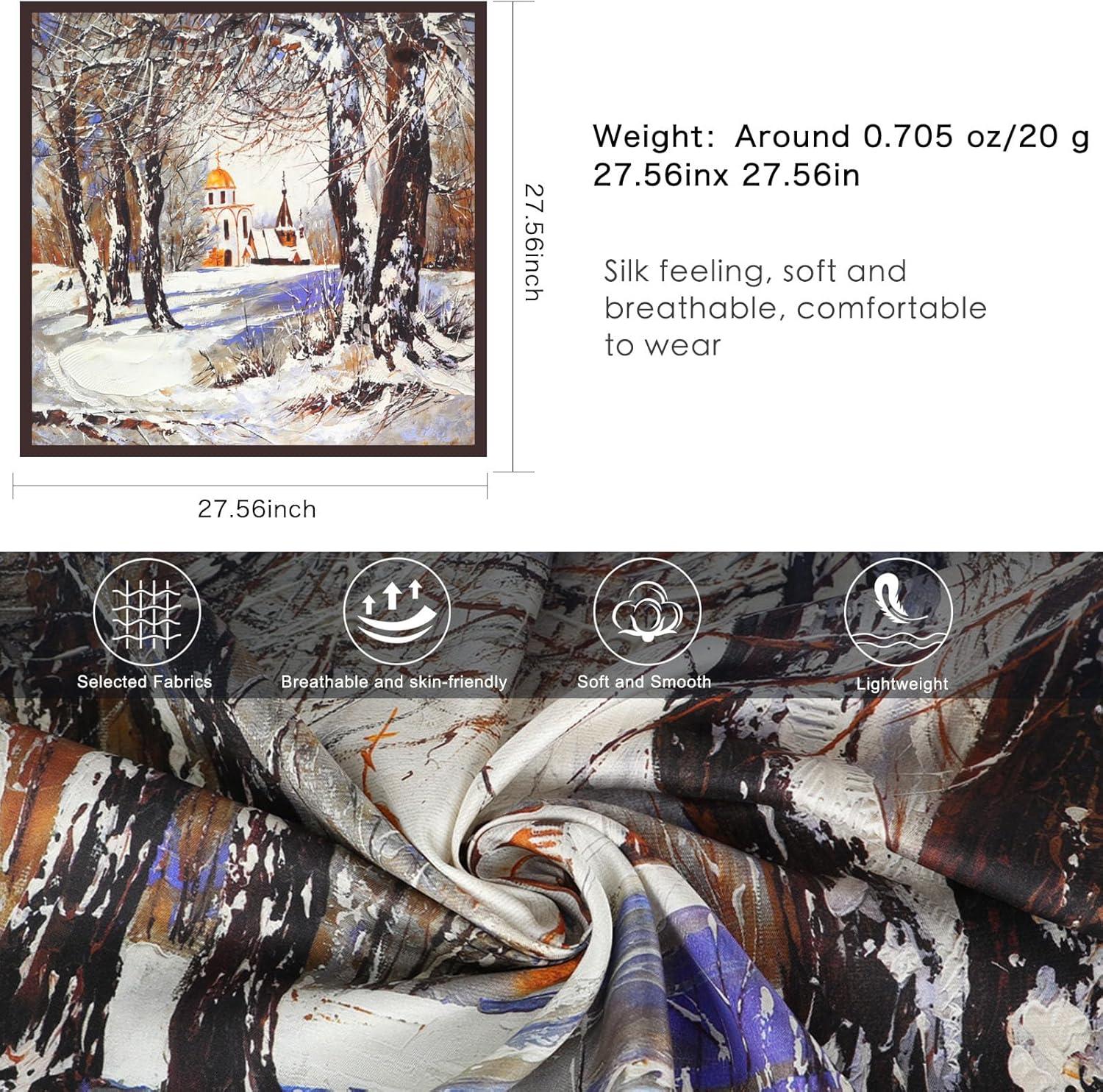 imageEXTREE 100 Pure Mulberry Silk Scarf Fashion Hair for Women Scarf Lightweight Square Neckerchief 275 275 inchesJungle Castle