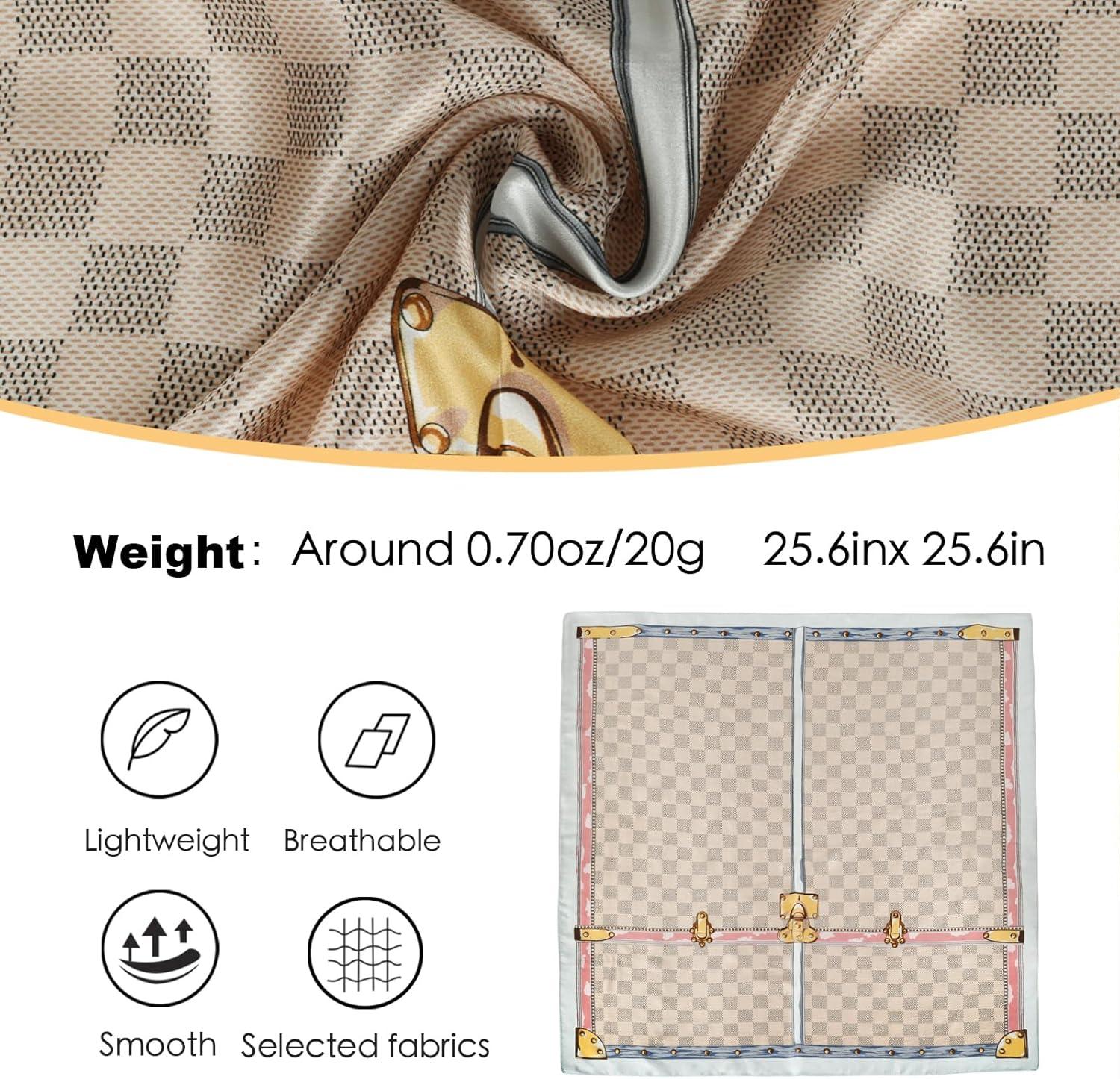 imageEXTREE 100 Pure Mulberry Silk Scarf Fashion Hair for Women Scarf Lightweight Square Neckerchief 275 275 inchesLattice Gold Cabinet Powder