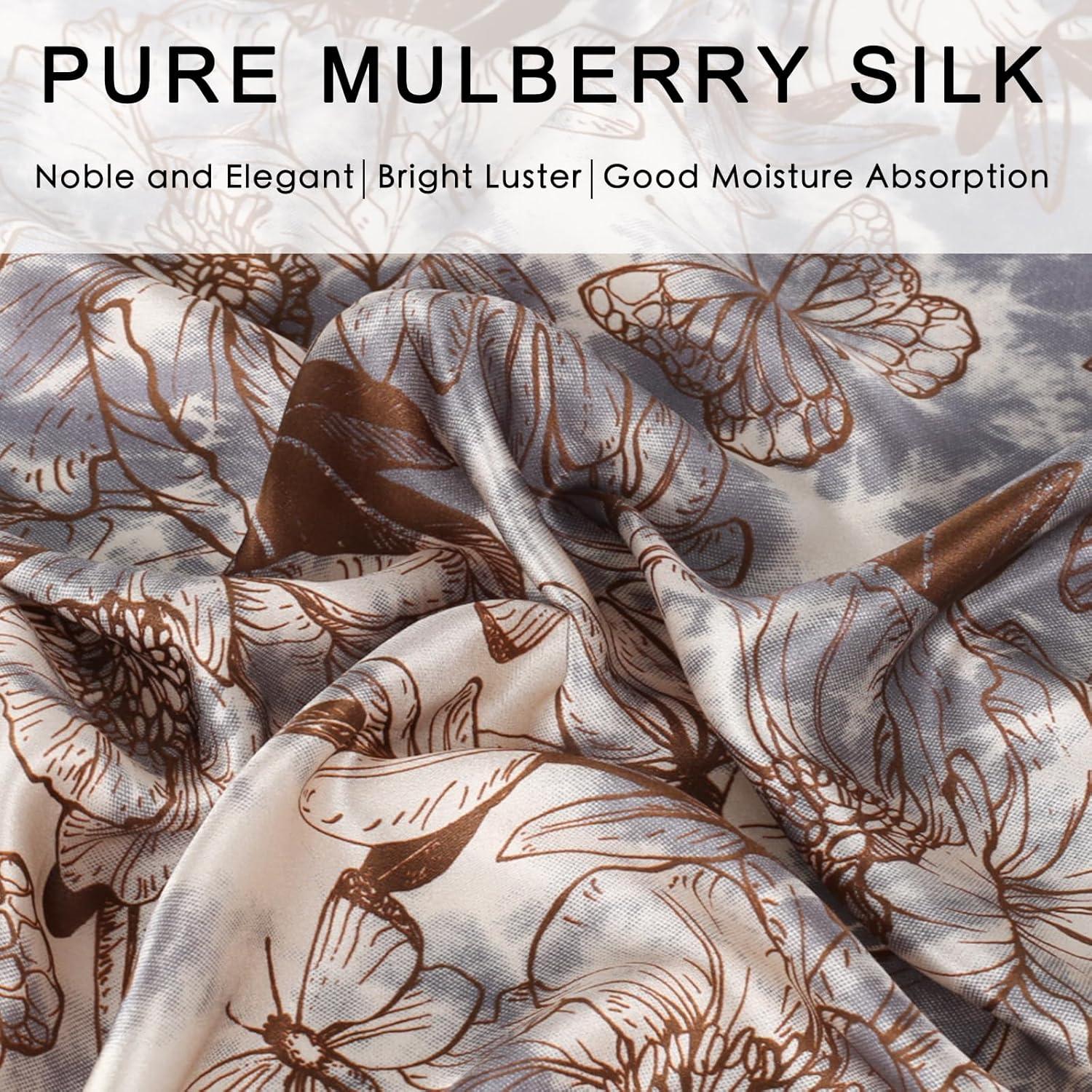 imageEXTREE 100 Pure Mulberry Silk Scarf Fashion Hair for Women Scarf Lightweight Square Neckerchief 275 275 inchesLine Drawing Camellia