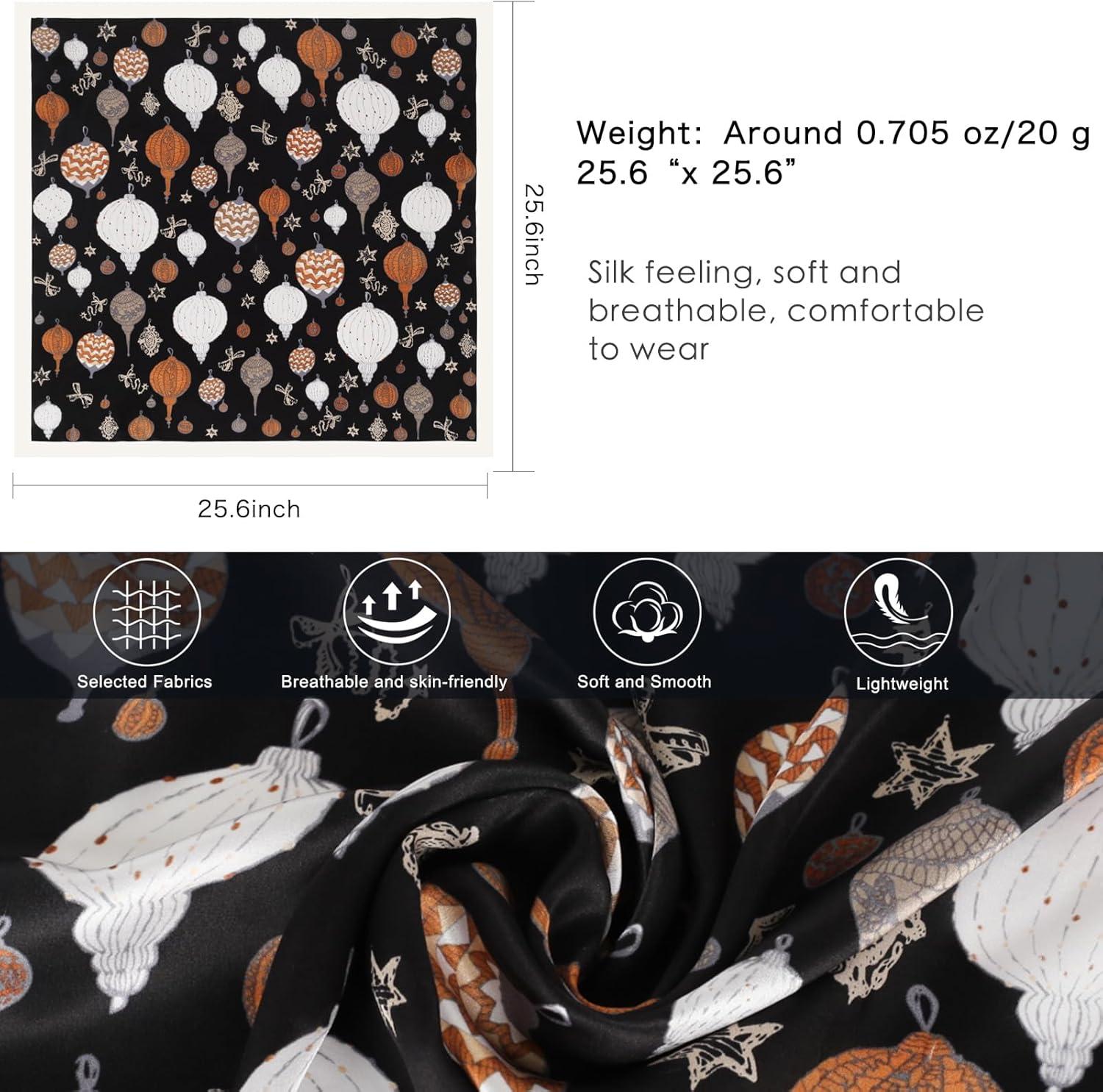 imageEXTREE 100 Pure Mulberry Silk Scarf Fashion Hair for Women Scarf Lightweight Square Neckerchief 275 275 inchesLing Luo Black Ball