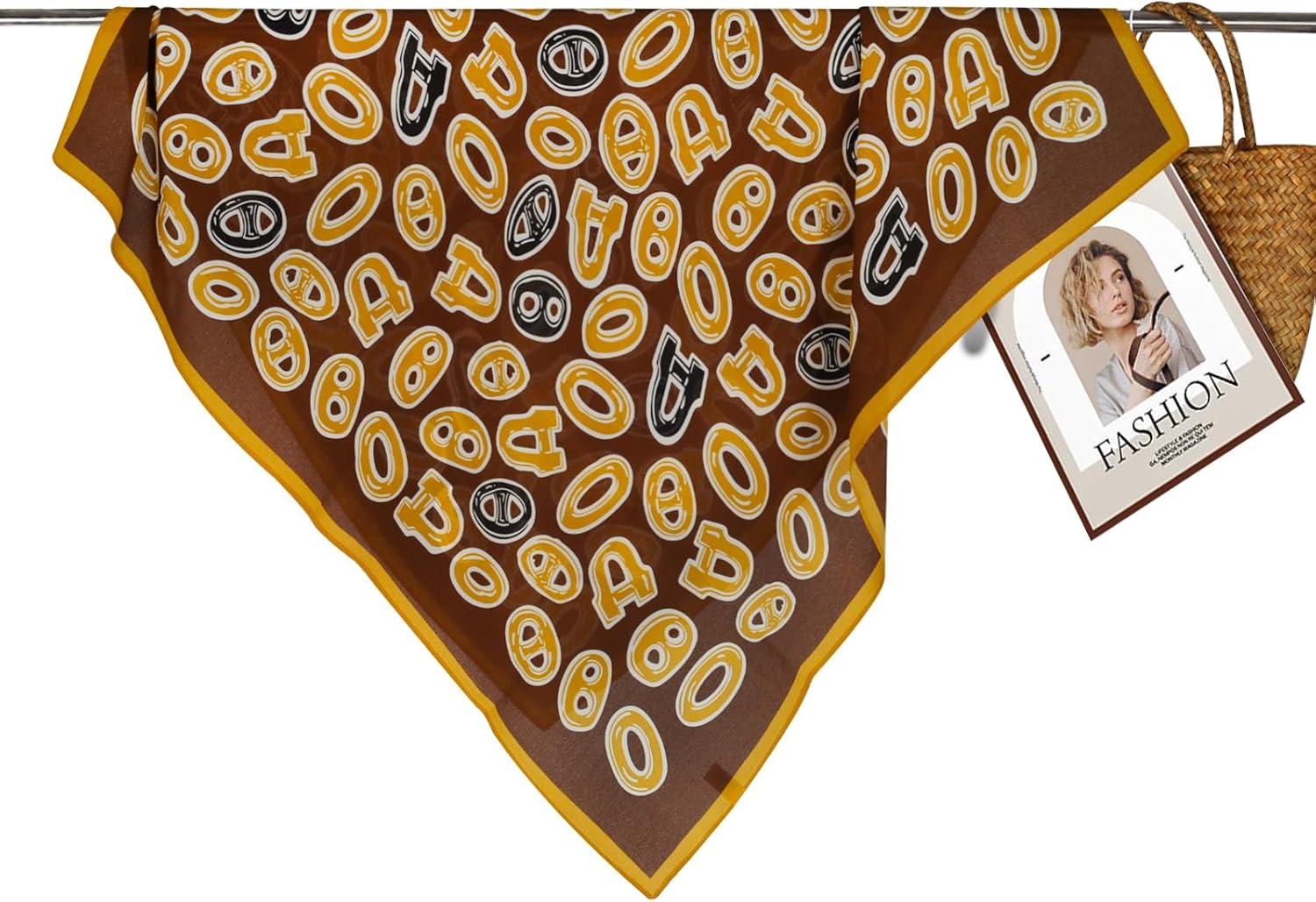 imageEXTREE 100 Pure Mulberry Silk Scarf Fashion Hair for Women Scarf Lightweight Square Neckerchief 275 275 inchesMo Brown Pig Nose Button