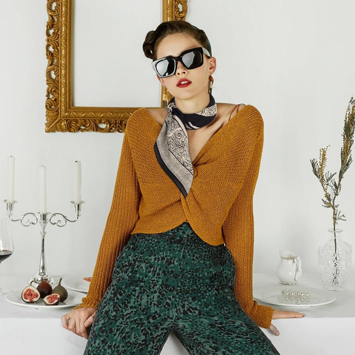 imageEXTREE 100 Pure Mulberry Silk Scarf Fashion Hair for Women Scarf Lightweight Square Neckerchief 275 275 inchesMottled Phantom