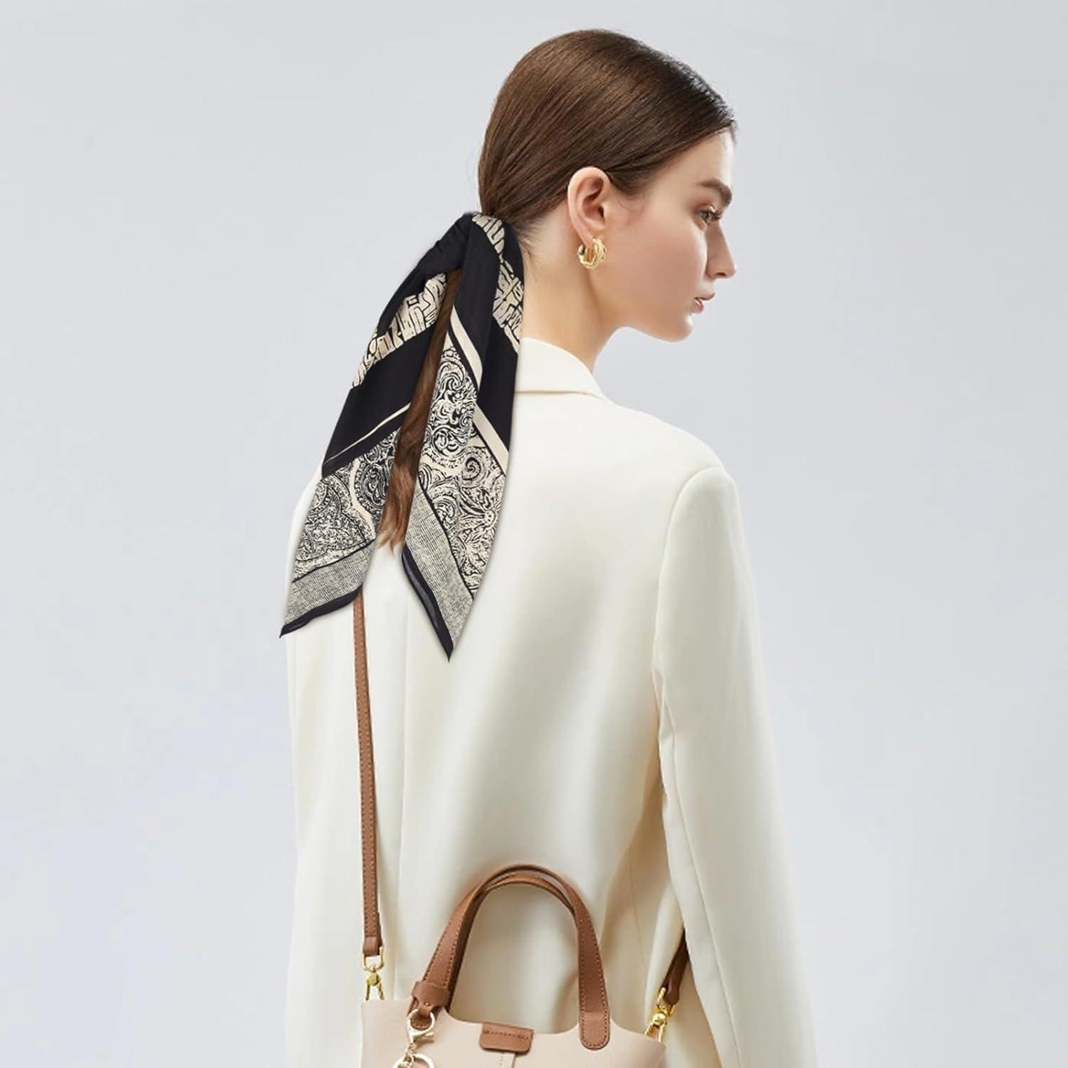 imageEXTREE 100 Pure Mulberry Silk Scarf Fashion Hair for Women Scarf Lightweight Square Neckerchief 275 275 inchesMottled Phantom