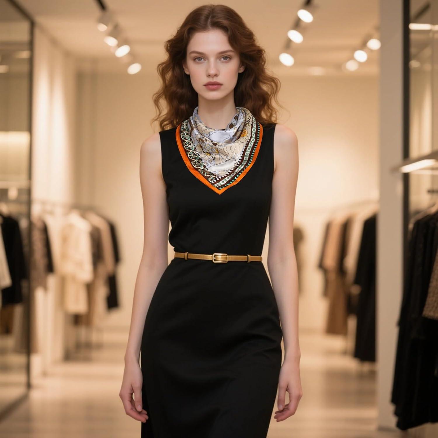 imageEXTREE 100 Pure Mulberry Silk Scarf Fashion Hair for Women Scarf Lightweight Square Neckerchief 275 275 inchesNautical Map