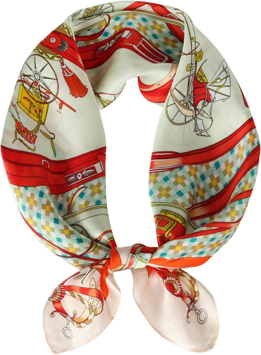 imageEXTREE 100 Pure Mulberry Silk Scarf Fashion Hair for Women Scarf Lightweight Square Neckerchief 275 275 inchesNew Car Orange