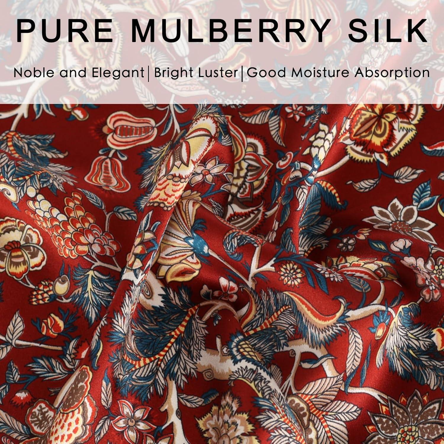 imageEXTREE 100 Pure Mulberry Silk Scarf Fashion Hair for Women Scarf Lightweight Square Neckerchief 275 275 inchesRed Tree of Life