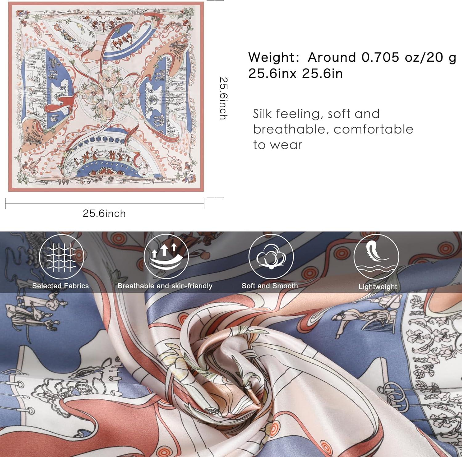 imageEXTREE 100 Pure Mulberry Silk Scarf Fashion Hair for Women Scarf Lightweight Square Neckerchief 275 275 inchesRoman Garden Lotus Root Starch